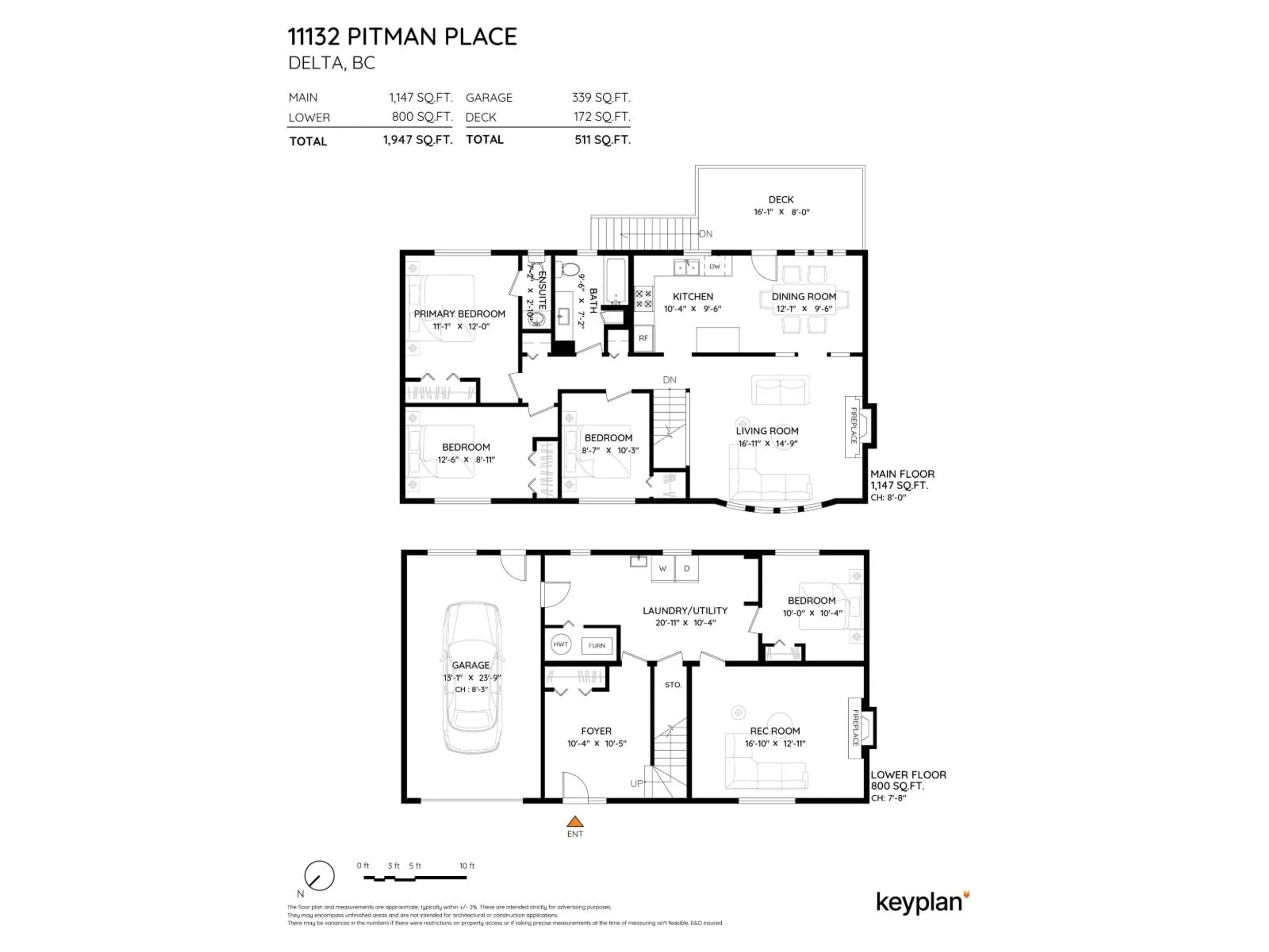 Floor plan for 11132 PITMAN PLACE, Delta British Columbia V4C7K7