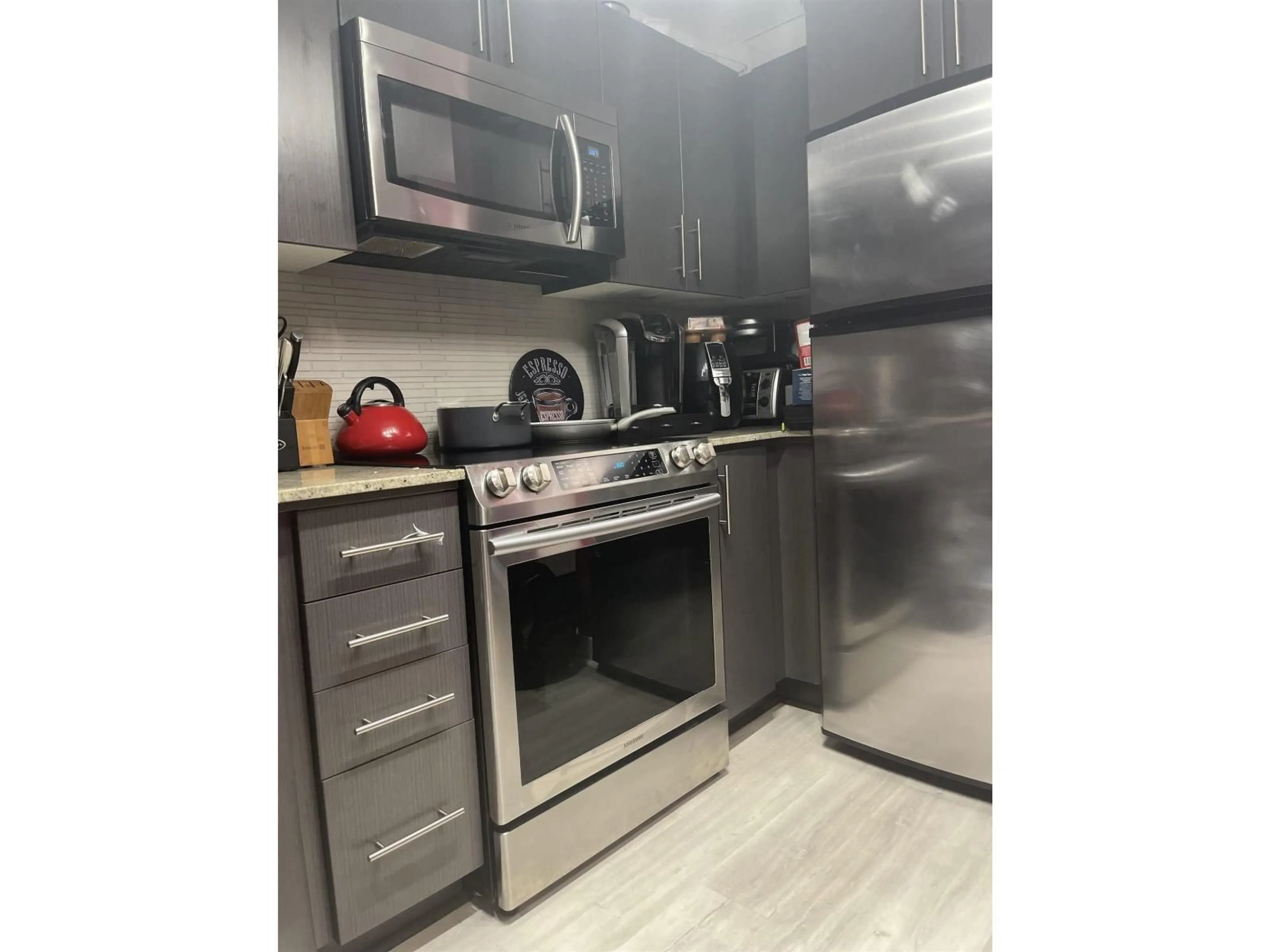Standard kitchen, wood/laminate floor for 203 - 8915 202 STREET, Langley British Columbia V1M0B5