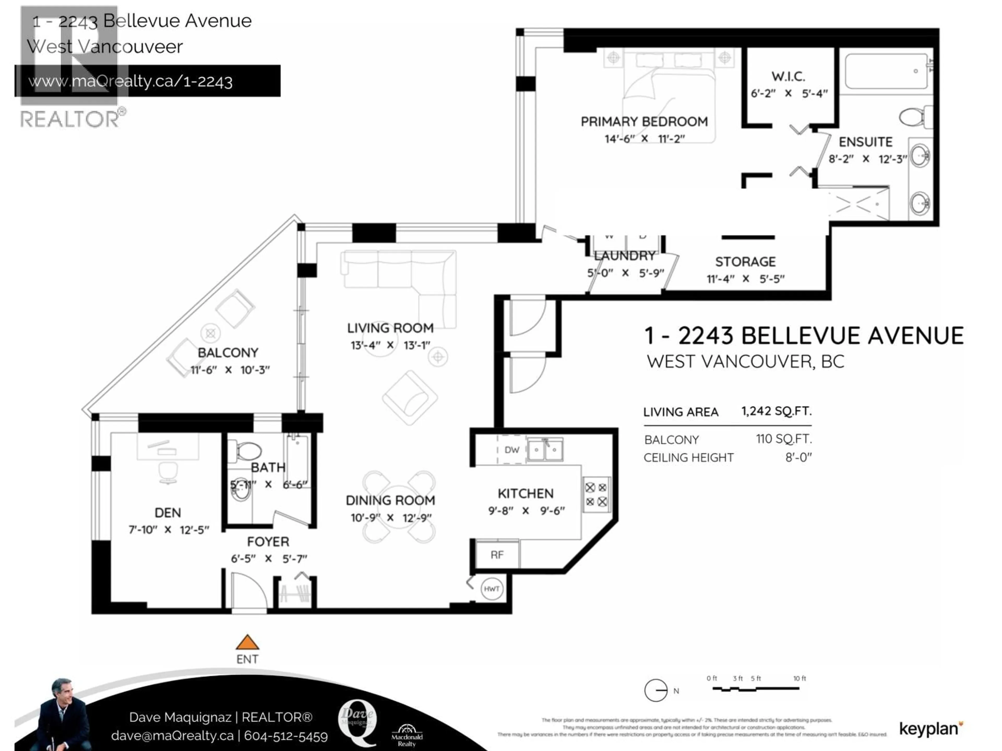 Floor plan for 1 - 2243 BELLEVUE AVENUE, West Vancouver British Columbia V7V1C5