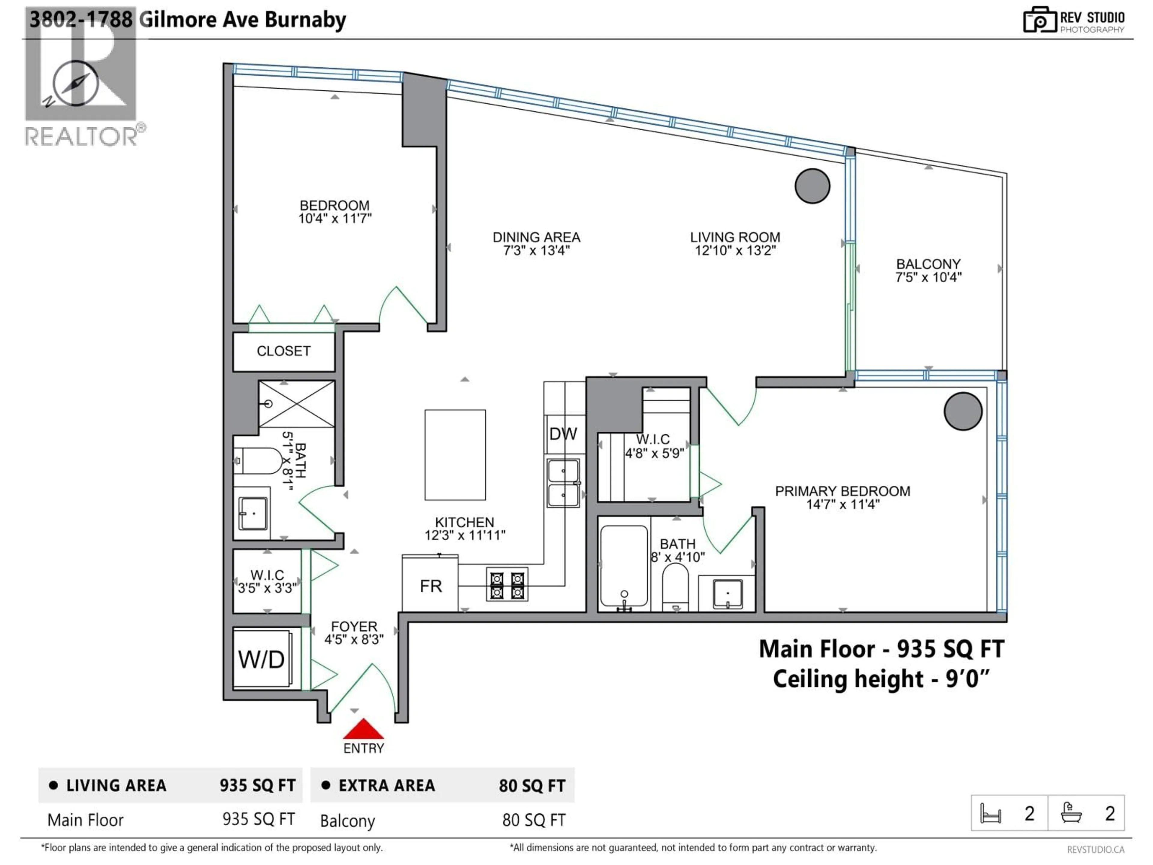 Floor plan for 3802 - 1788 GILMORE AVENUE, Burnaby British Columbia V5C0L5