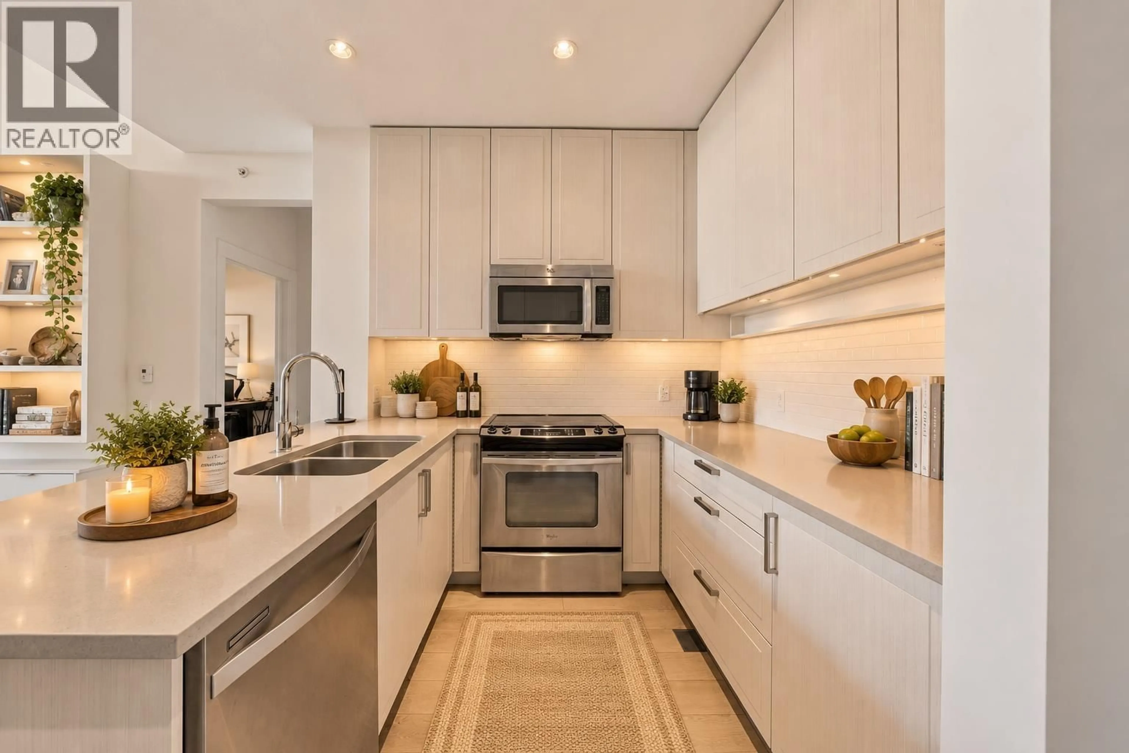 Contemporary kitchen, ceramic/tile floor for 416 - 550 SEABORNE PLACE, Port Coquitlam British Columbia V3B0L3