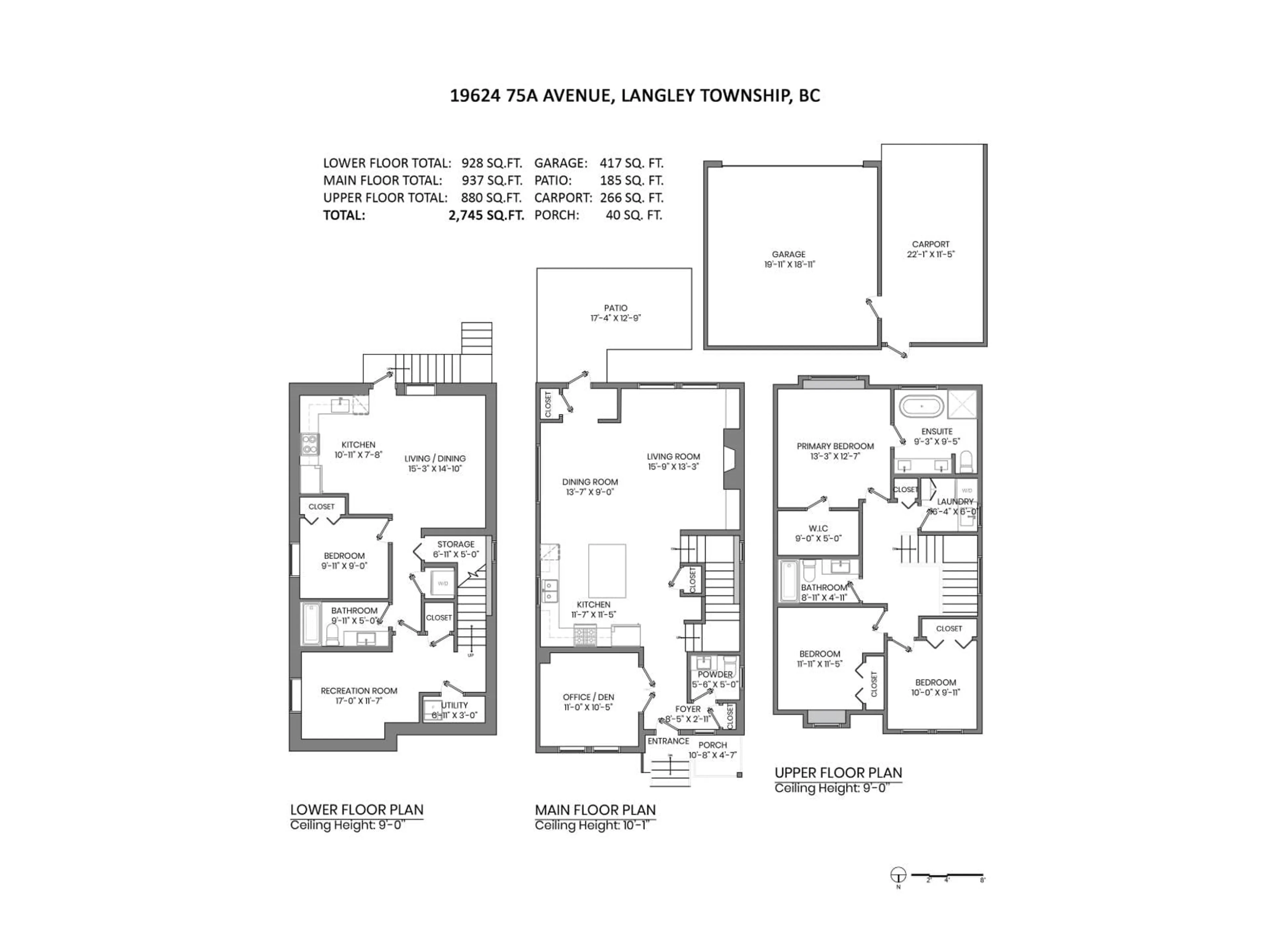 Floor plan for 19624 75A AVENUE, Langley British Columbia V2Y3T2