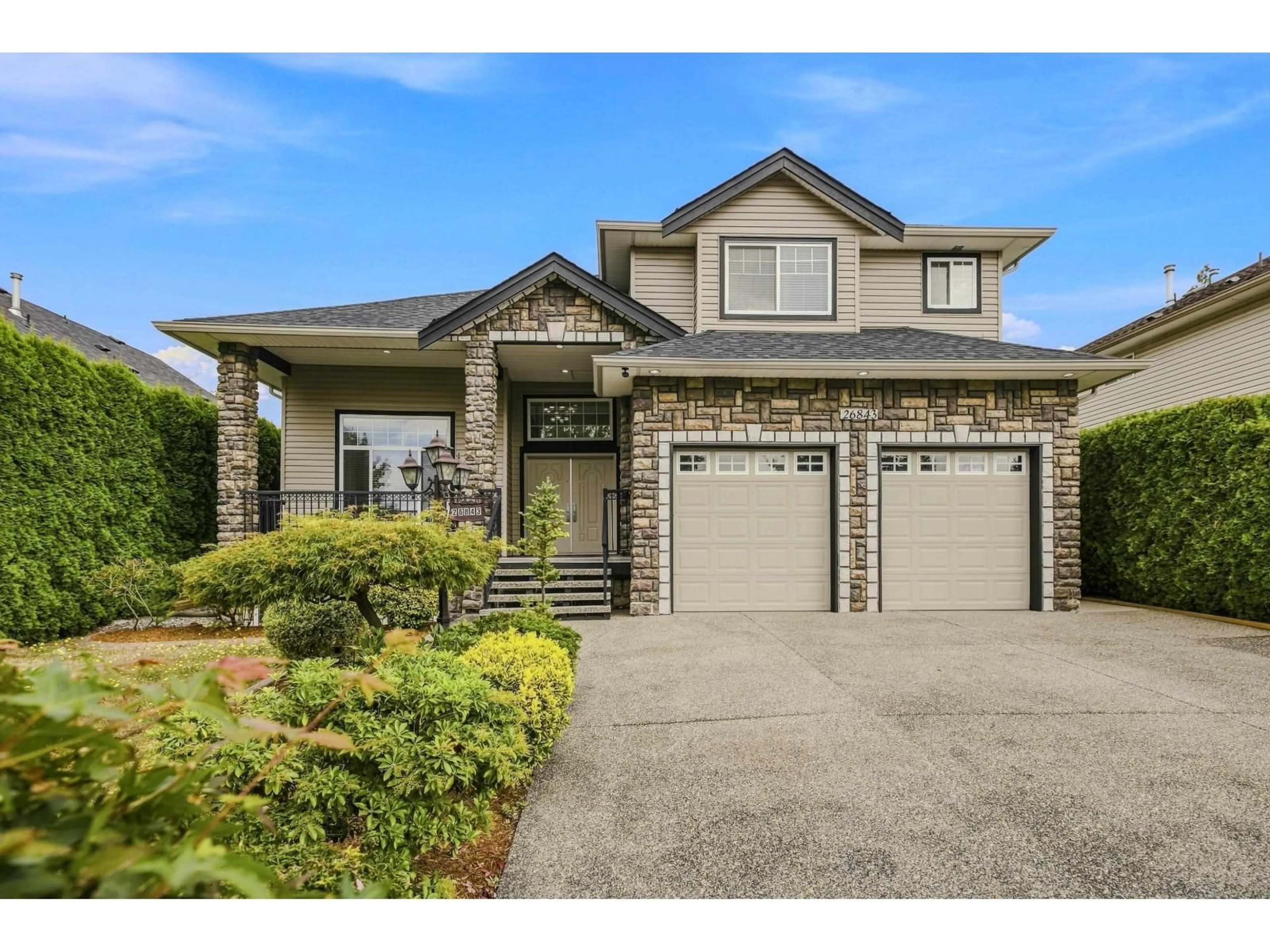 Home with vinyl exterior material, street for 26843 25A AVENUE, Langley British Columbia V4W4A2
