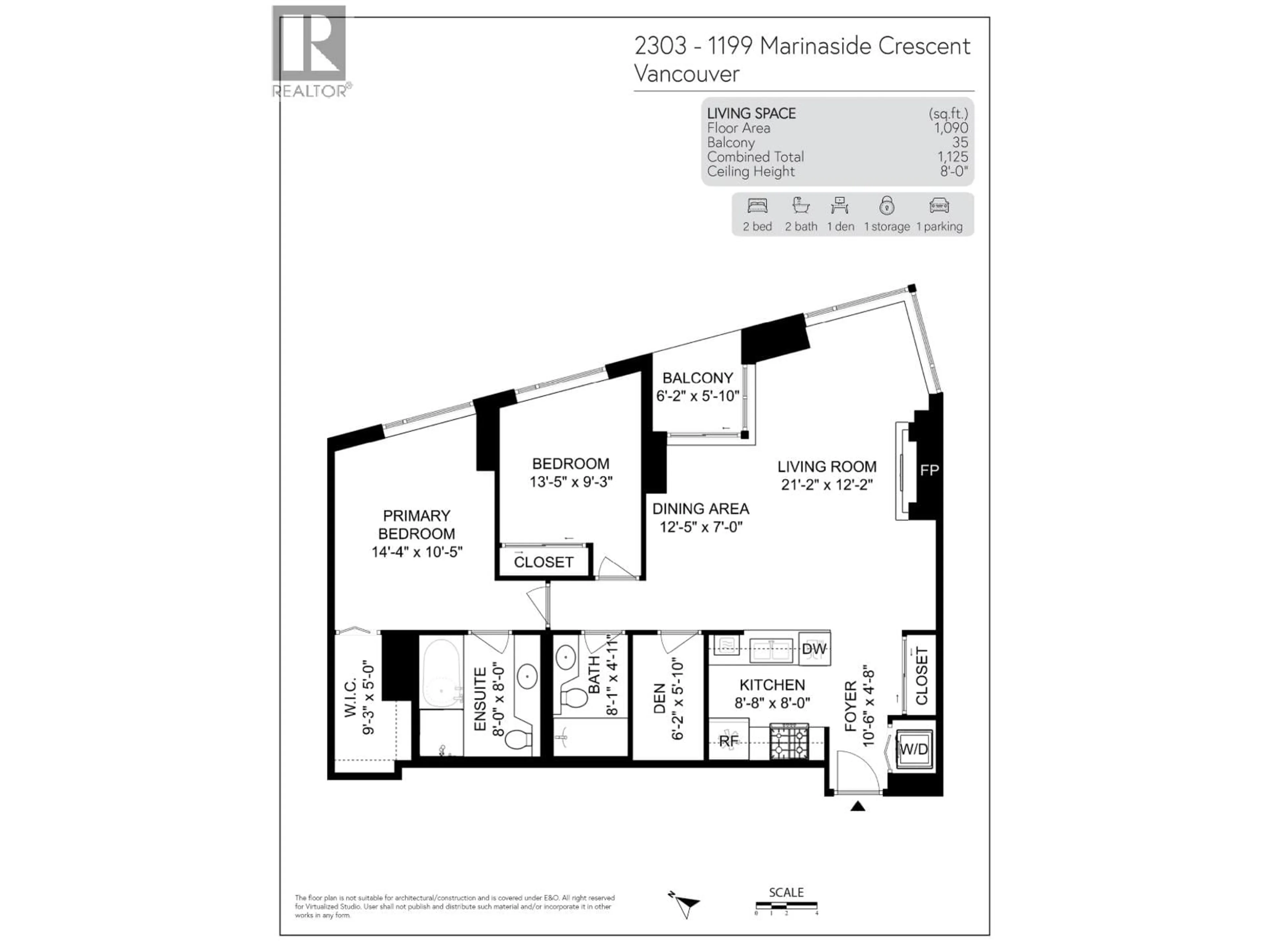 Floor plan for 2303 - 1199 MARINASIDE CRESCENT, Vancouver British Columbia V6Z2Y2