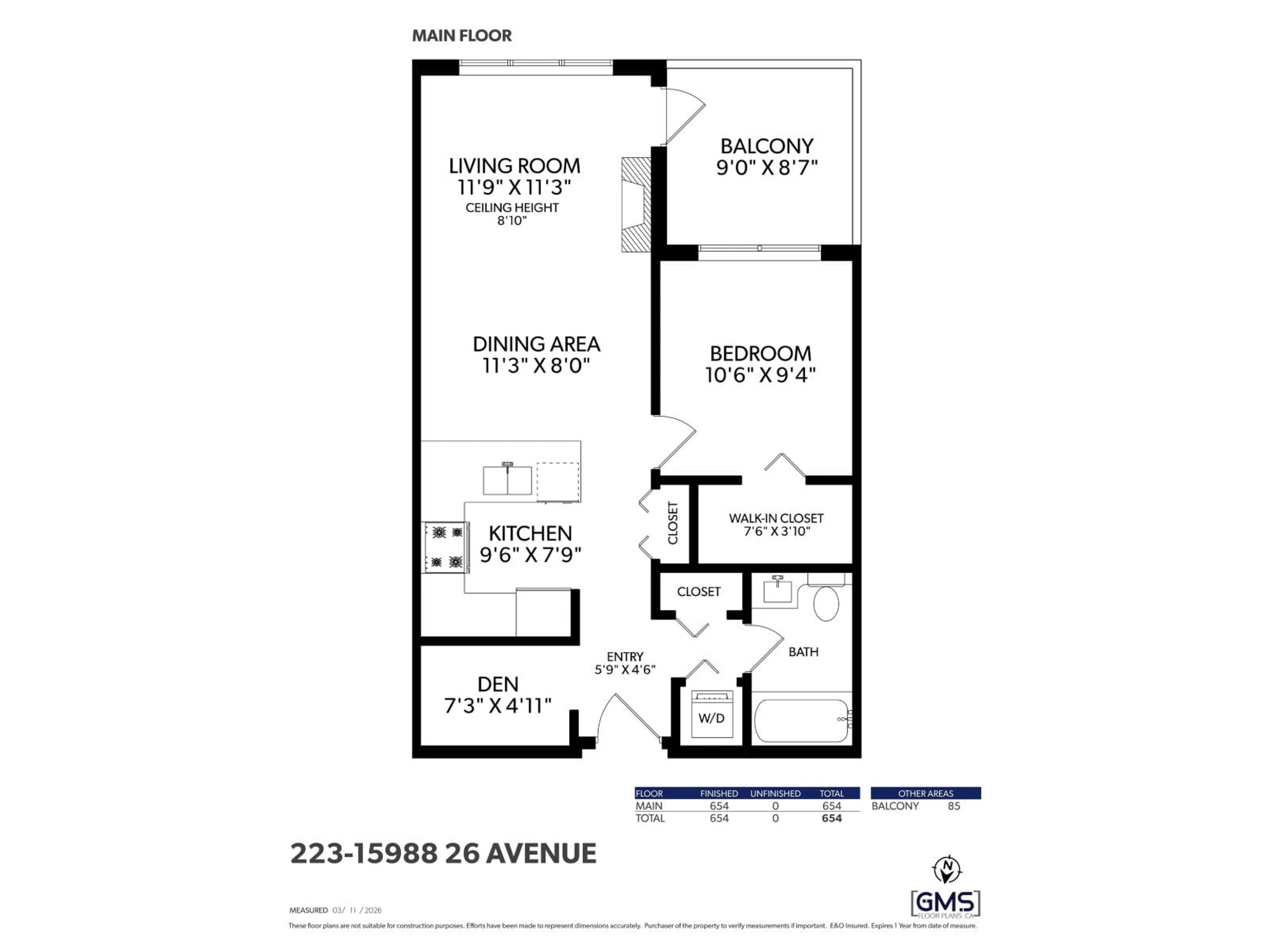 Floor plan for 223 - 15988 26 STREET, Surrey British Columbia V3Z5K3
