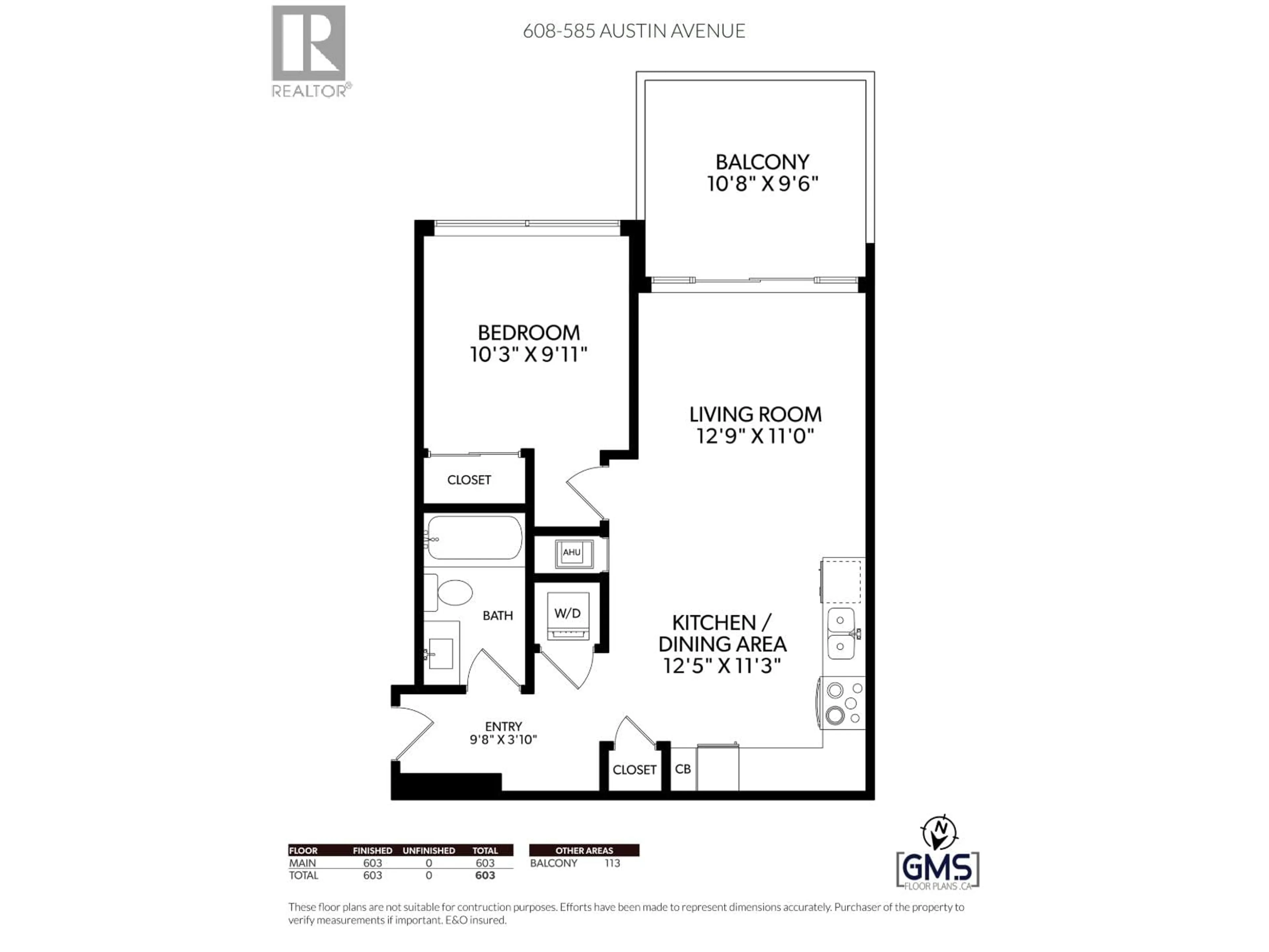 Floor plan for 608 - 585 AUSTIN AVENUE, Coquitlam British Columbia V3K0G6