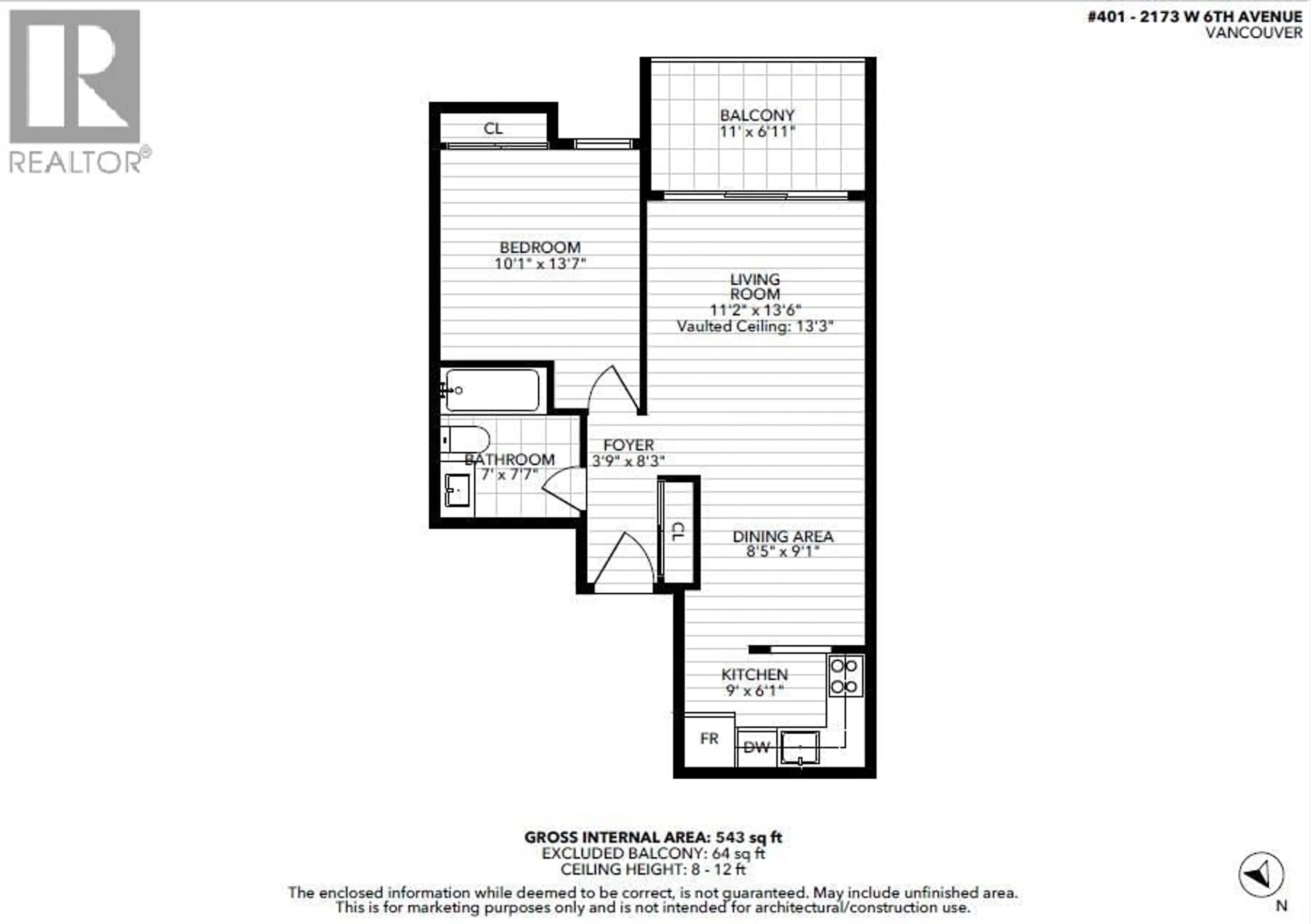 Floor plan for 401 - 2173 6 AVENUE, Vancouver British Columbia V6K1V5