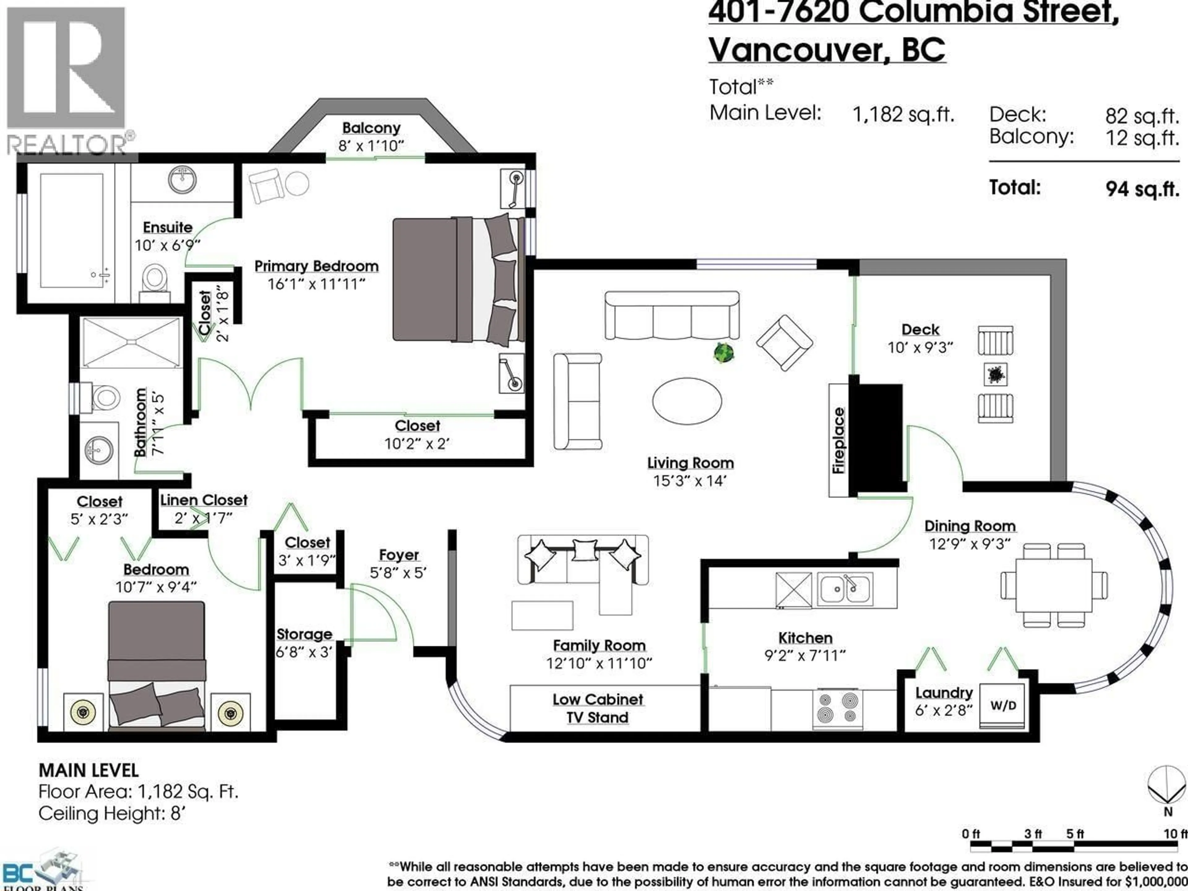 Floor plan for 401 - 7620 COLUMBIA STREET, Vancouver British Columbia V5X4S8