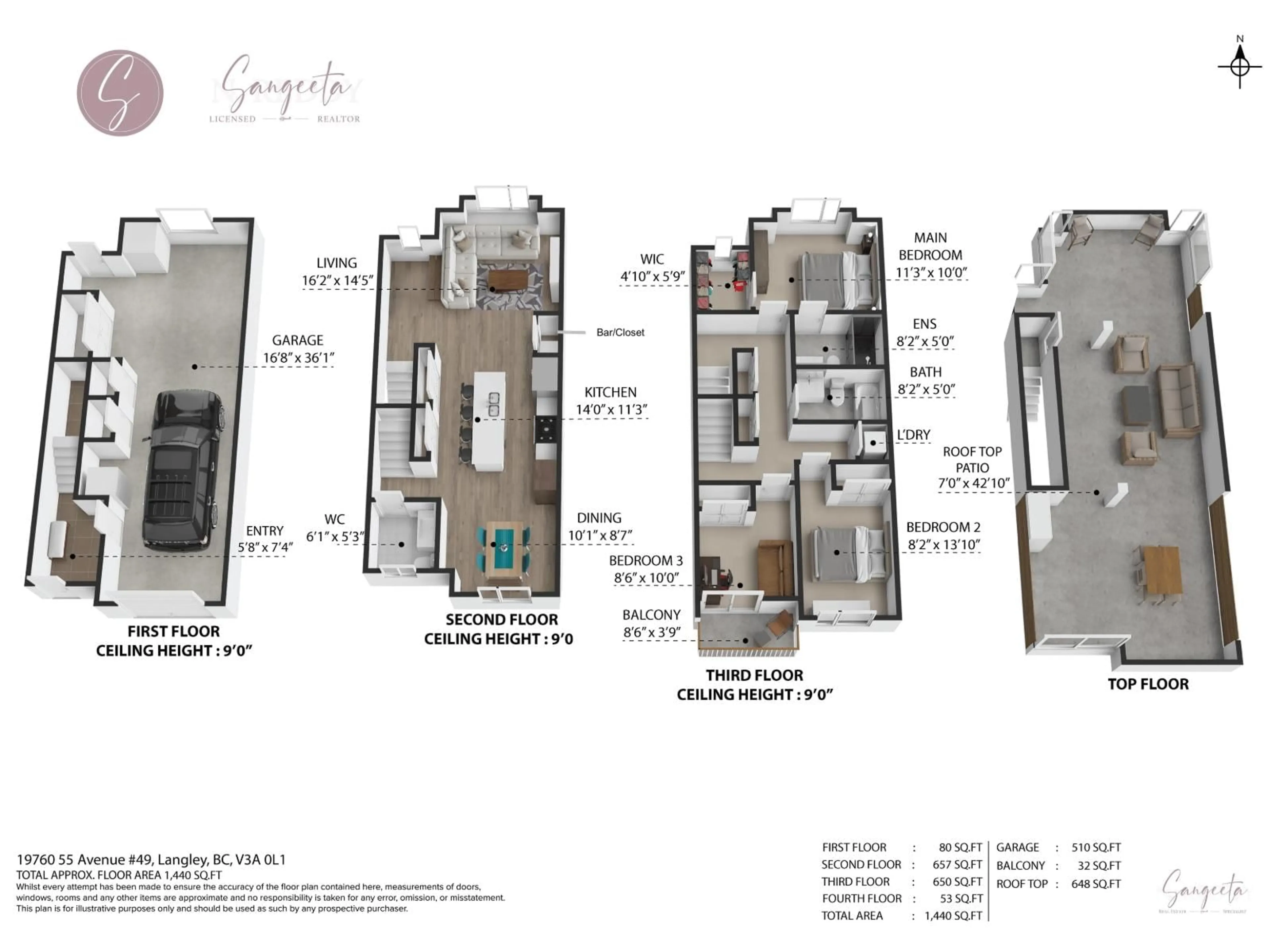 Floor plan for 49 - 19760 55 AVENUE, Langley British Columbia V3A0L1