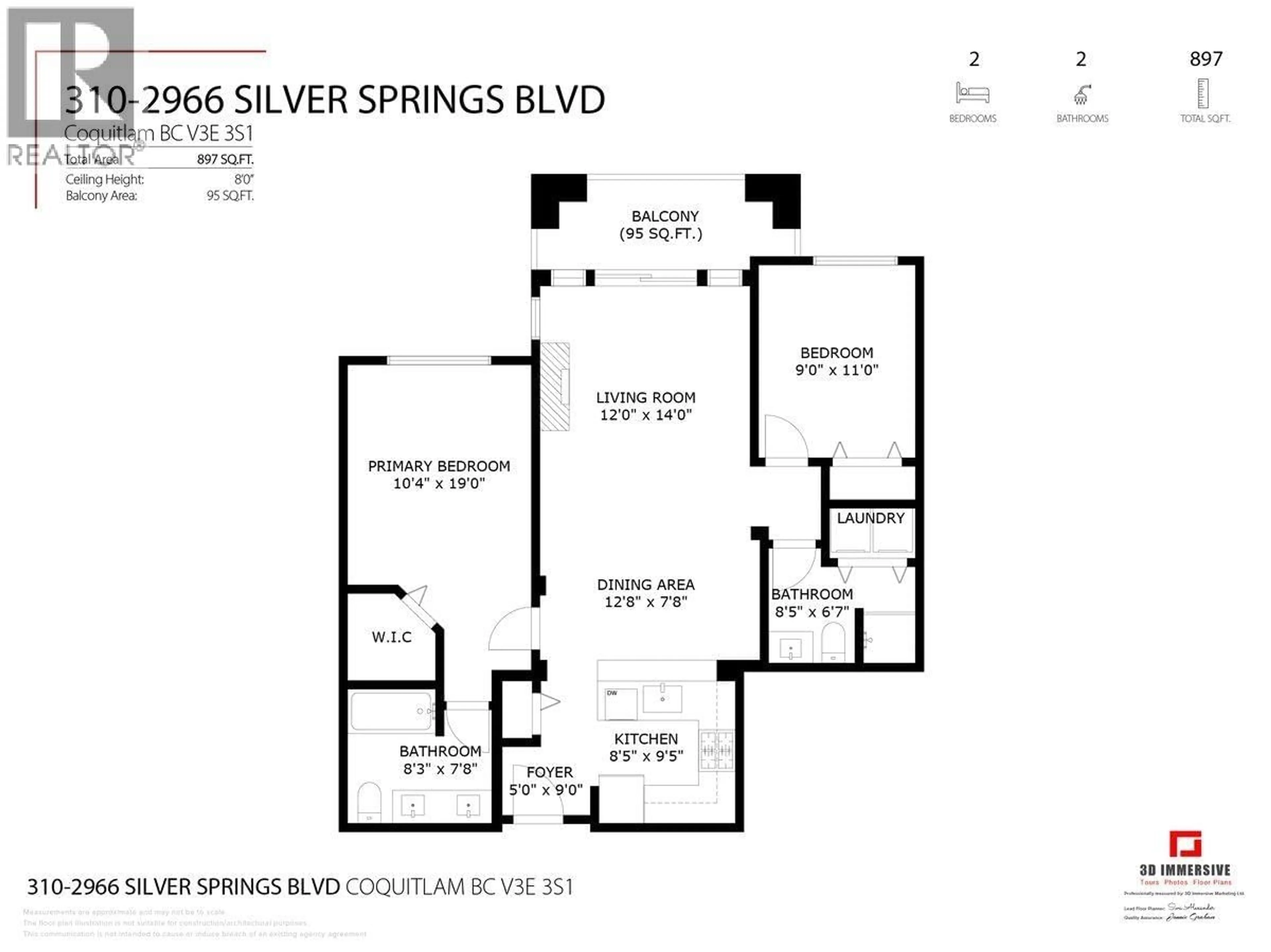 Floor plan for 310 - 2966 SILVER SPRINGS BOULEVARD, Coquitlam British Columbia V3E3S1