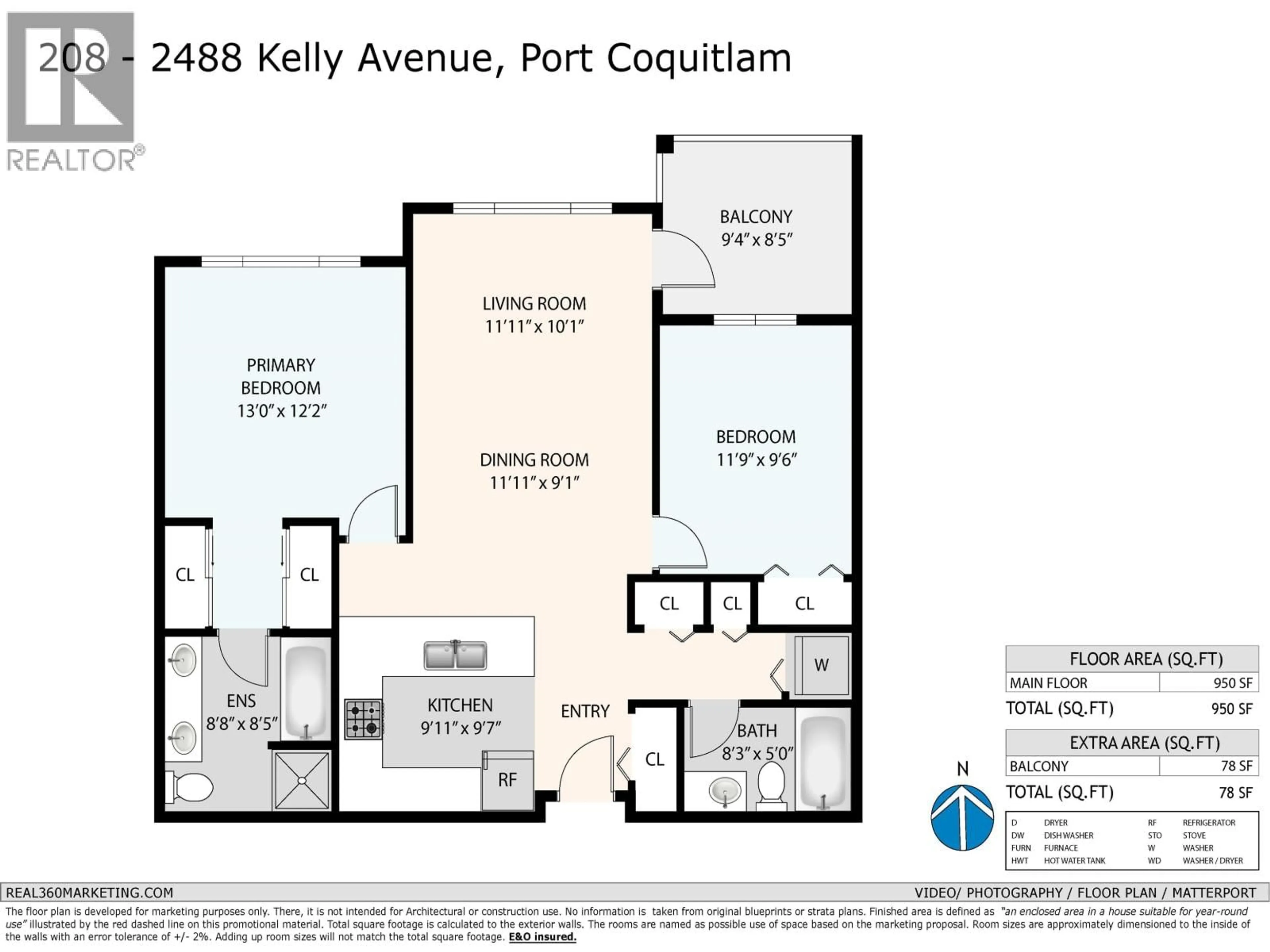 Floor plan for 208 - 2488 KELLY AVENUE, Port Coquitlam British Columbia V3C1Y4