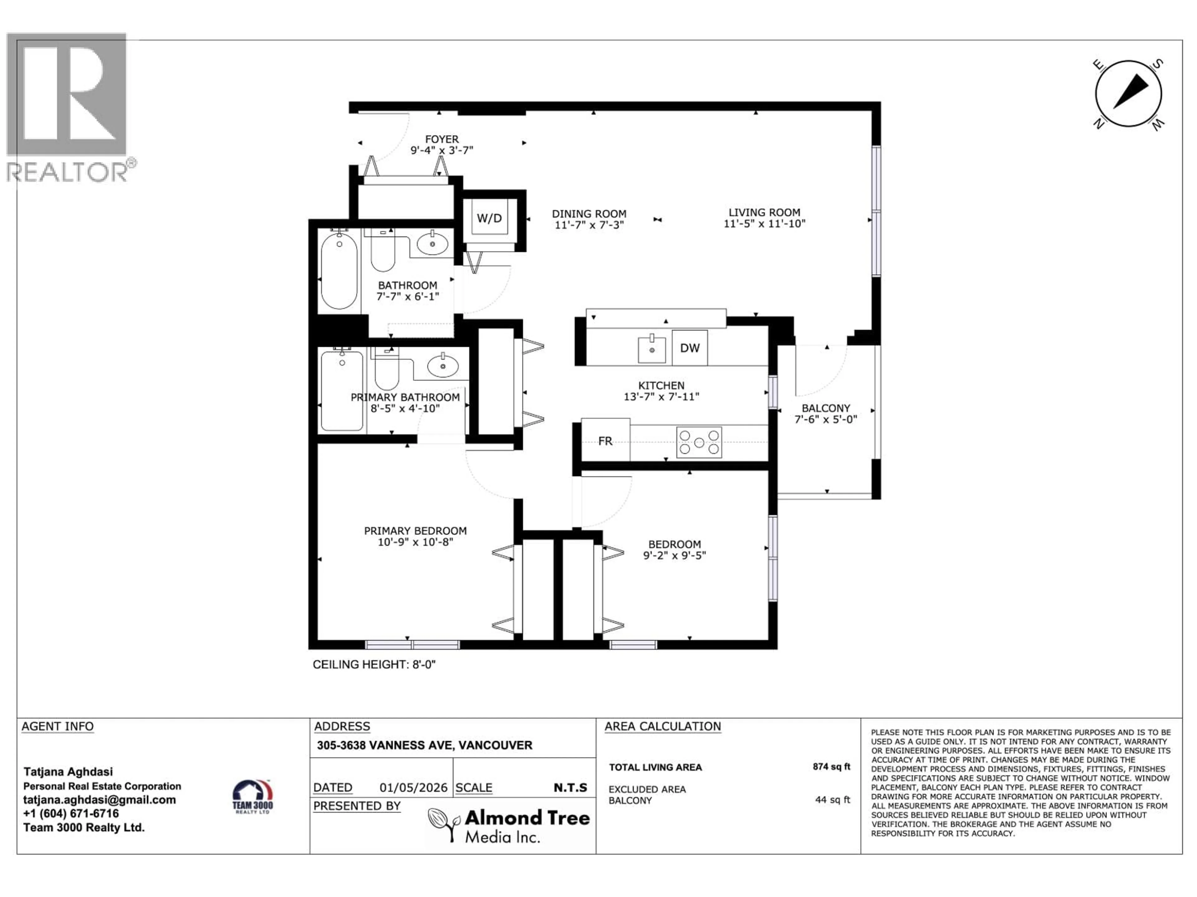 Floor plan for 305 - 3638 VANNESS AVENUE, Vancouver British Columbia V5R6H6