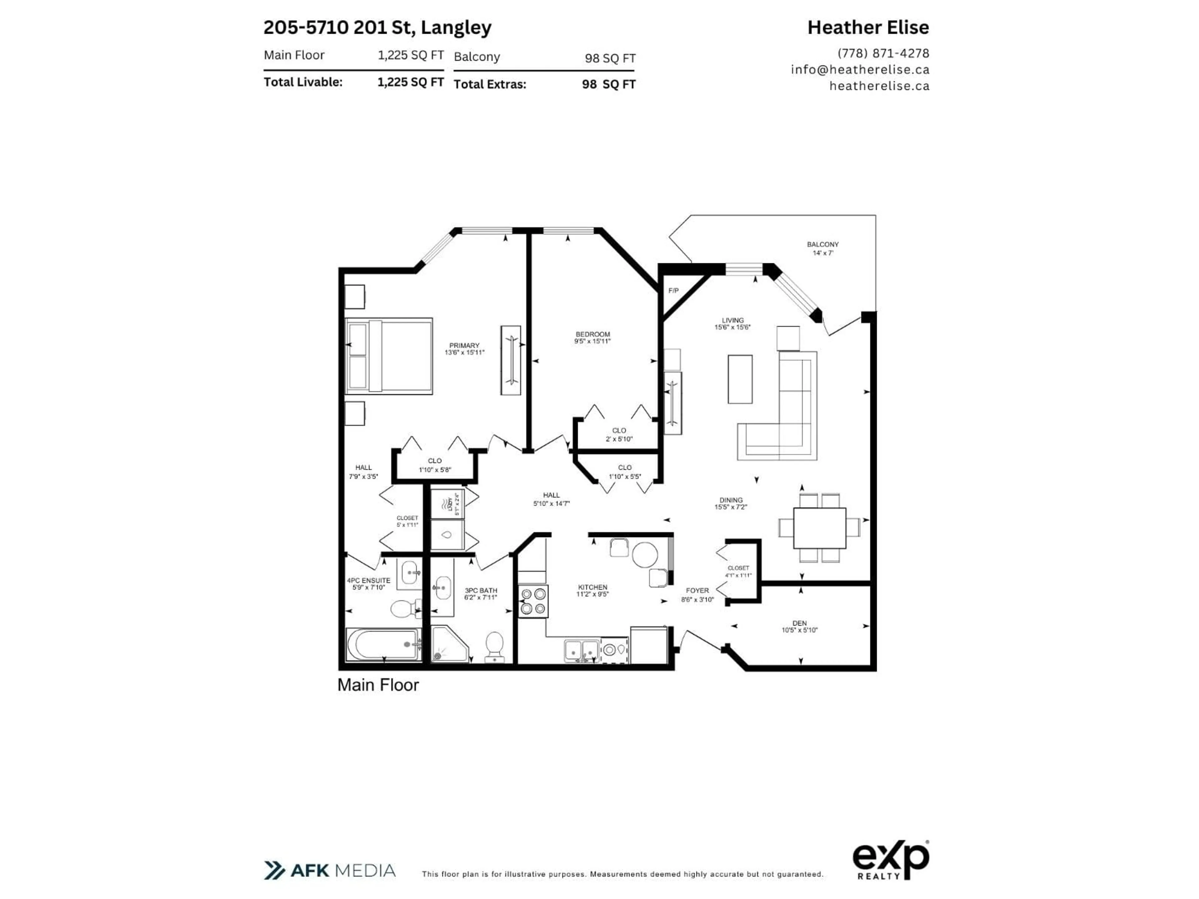 Floor plan for 205 - 5710 201 STREET, Langley British Columbia V3A8A8
