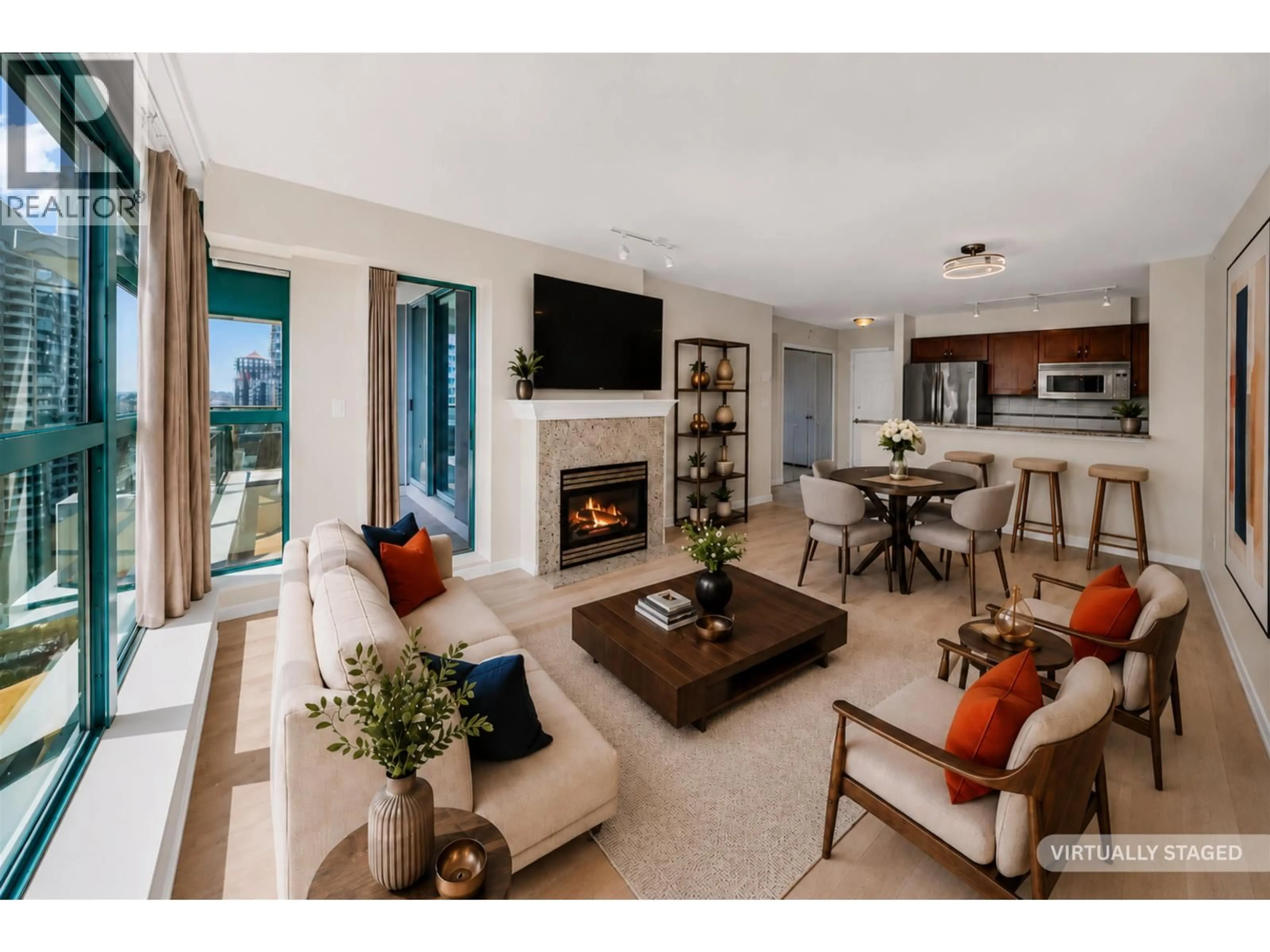 Living room with furniture, ceramic/tile floor for 1202 - 4380 HALIFAX STREET, Burnaby British Columbia V5C6R3