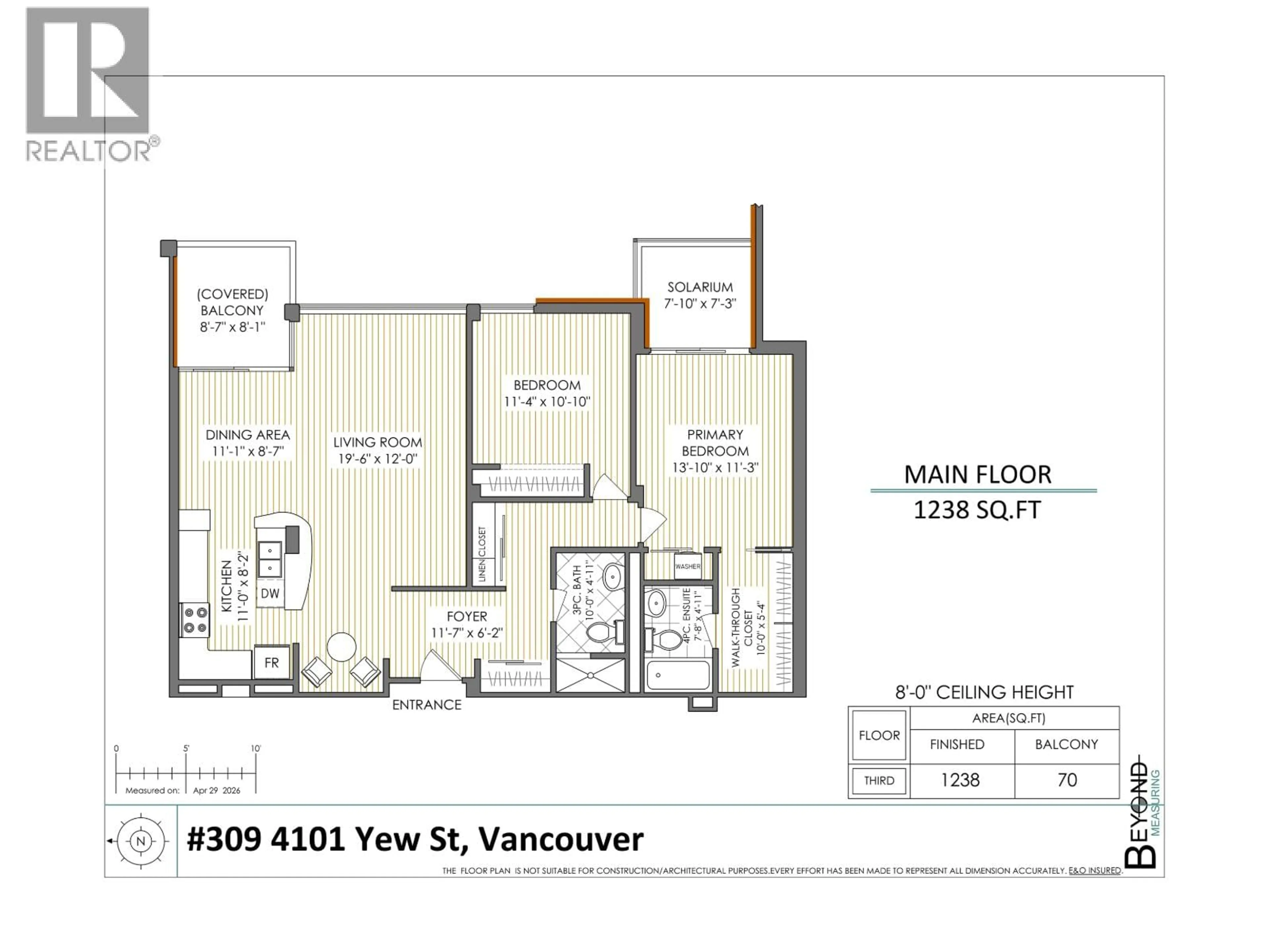 Floor plan for 309 - 4101 YEW STREET, Vancouver British Columbia V6L3B7