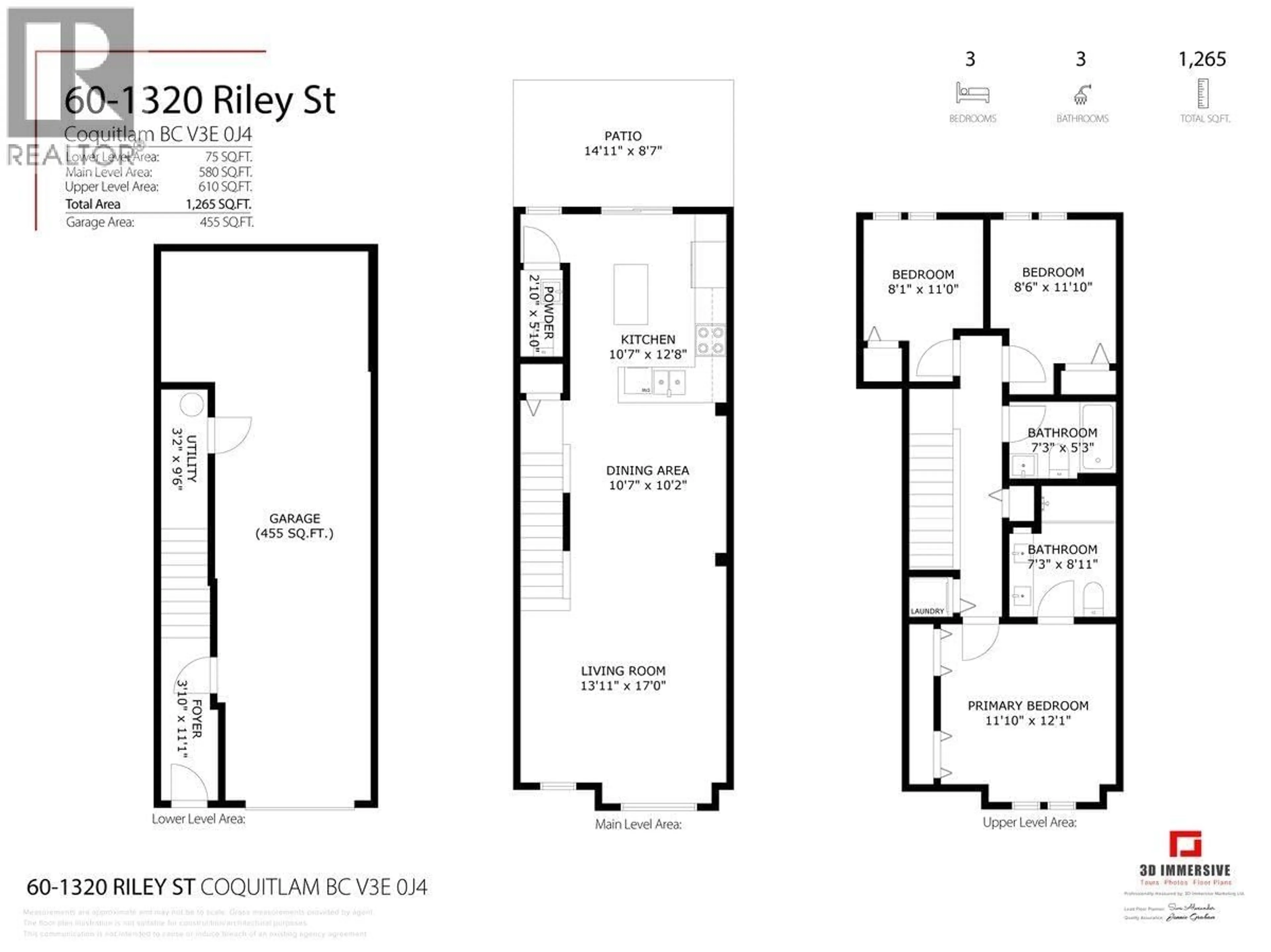 Floor plan for 60 - 1320 RILEY STREET, Coquitlam British Columbia V3E0J4
