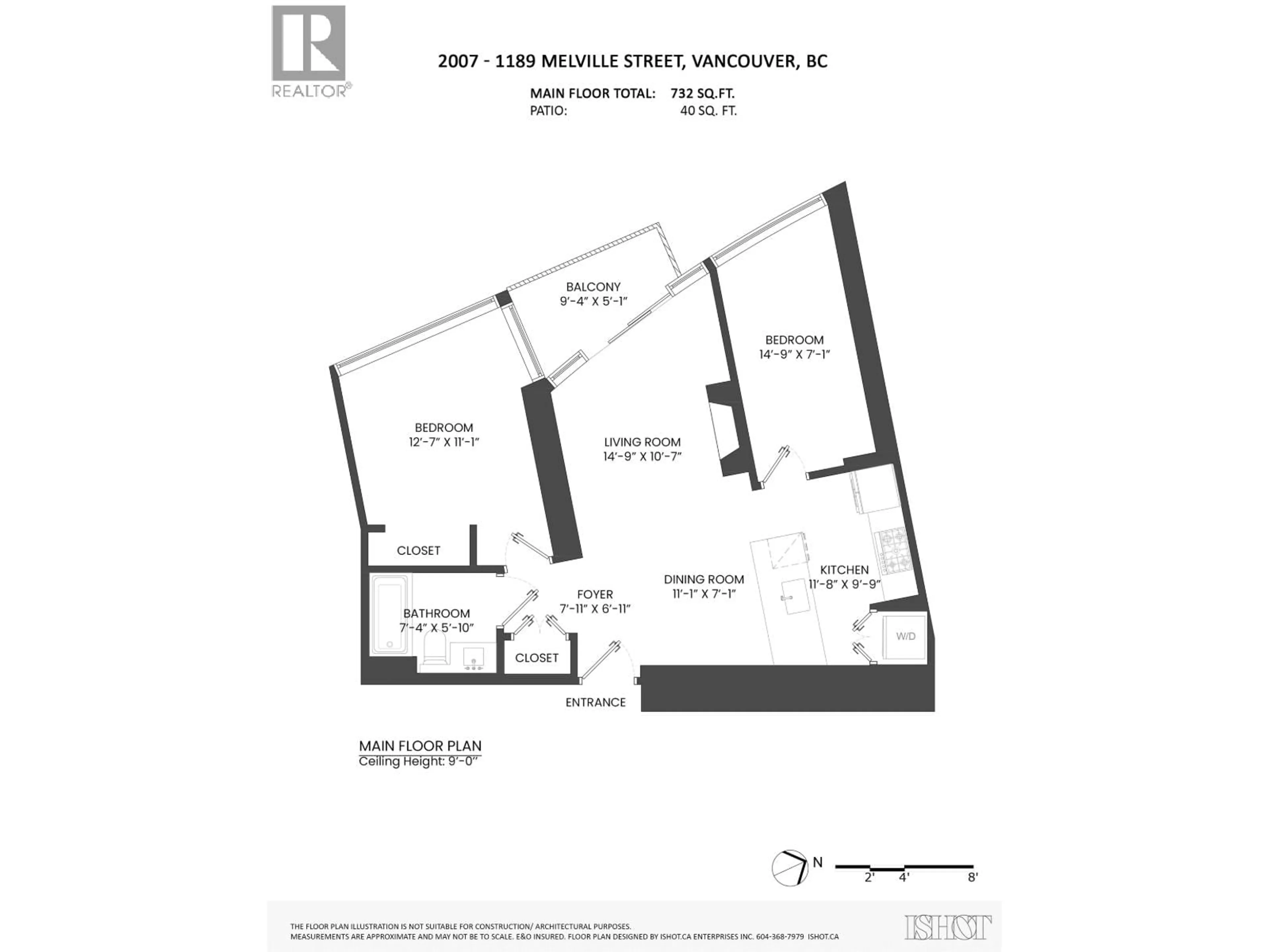 Floor plan for 2007 - 1189 MELVILLE STREET, Vancouver British Columbia V6E4T8