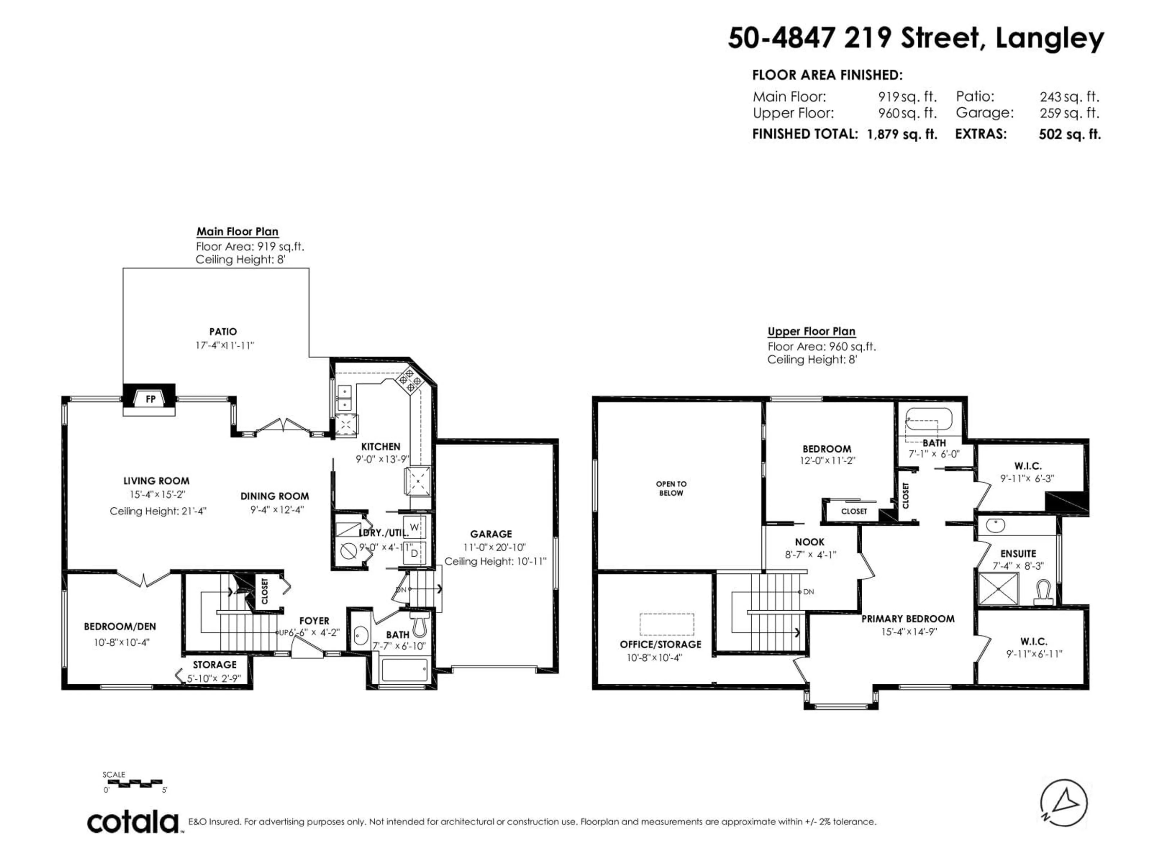 Floor plan for 50 - 4847 219 STREET, Langley British Columbia V3A8C1