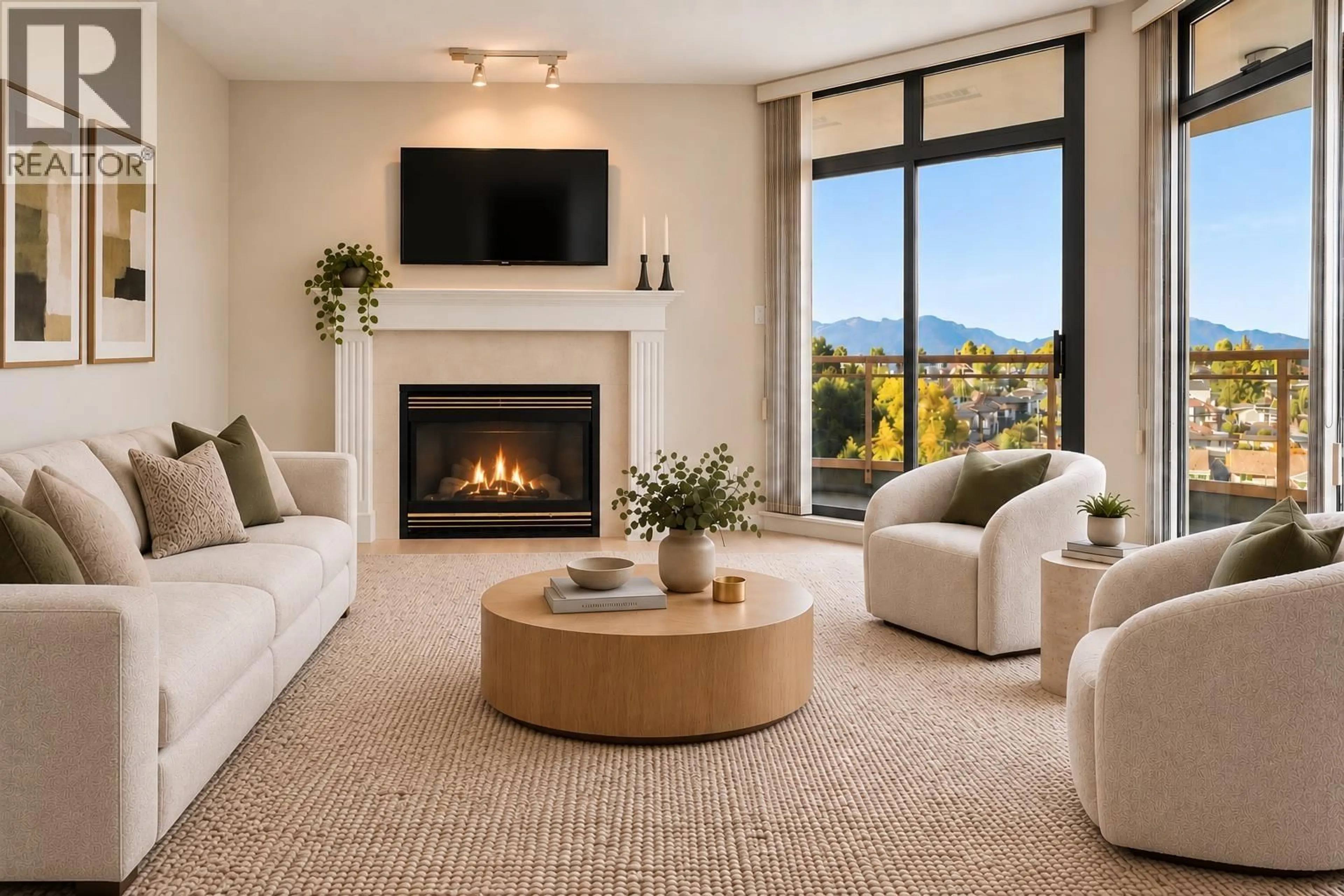 Living room with furniture, carpet floor for 801 - 4425 HALIFAX STREET, Burnaby British Columbia V5C6P2