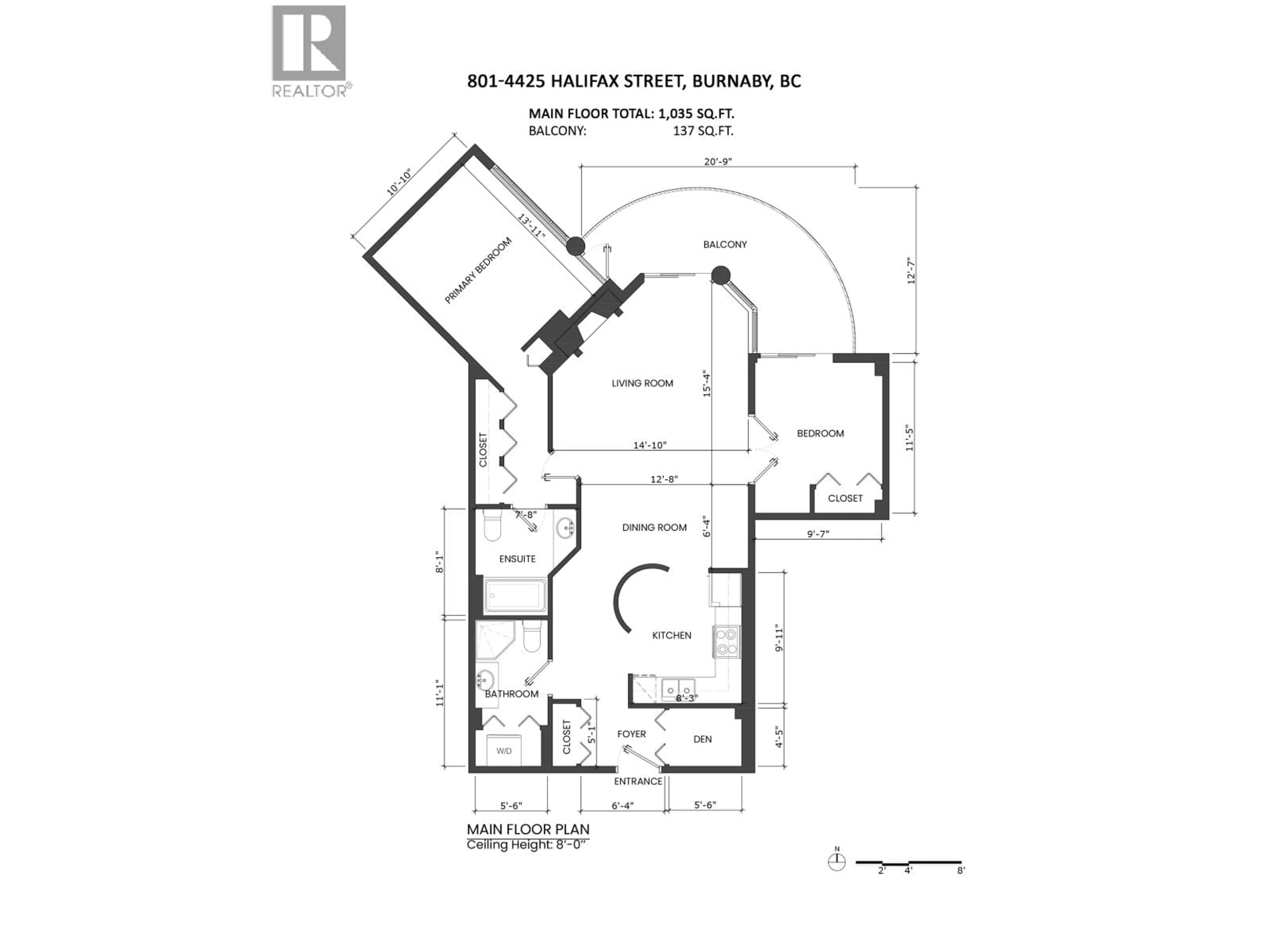 Floor plan for 801 - 4425 HALIFAX STREET, Burnaby British Columbia V5C6P2