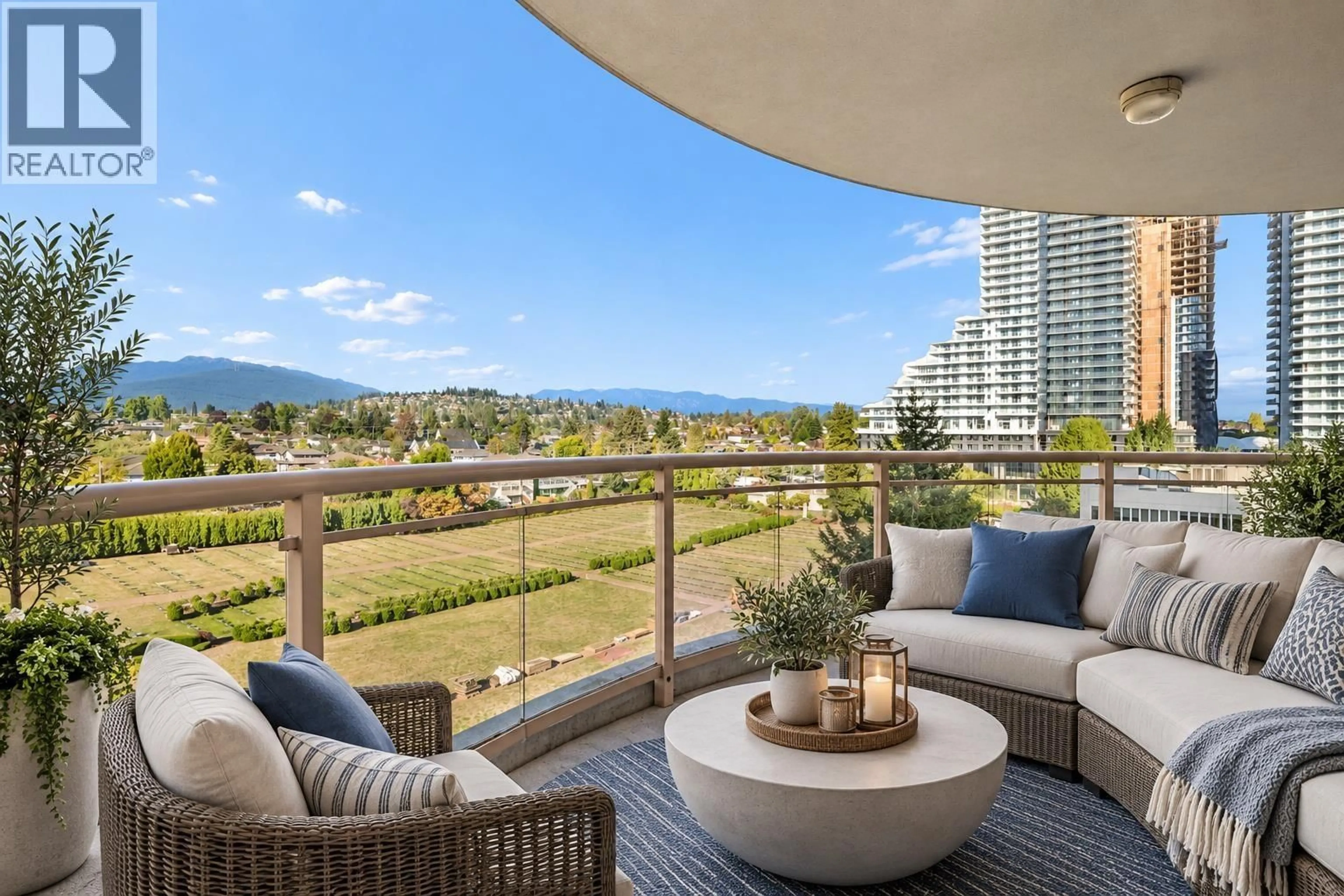 Patio, water/lake/river/ocean view for 801 - 4425 HALIFAX STREET, Burnaby British Columbia V5C6P2