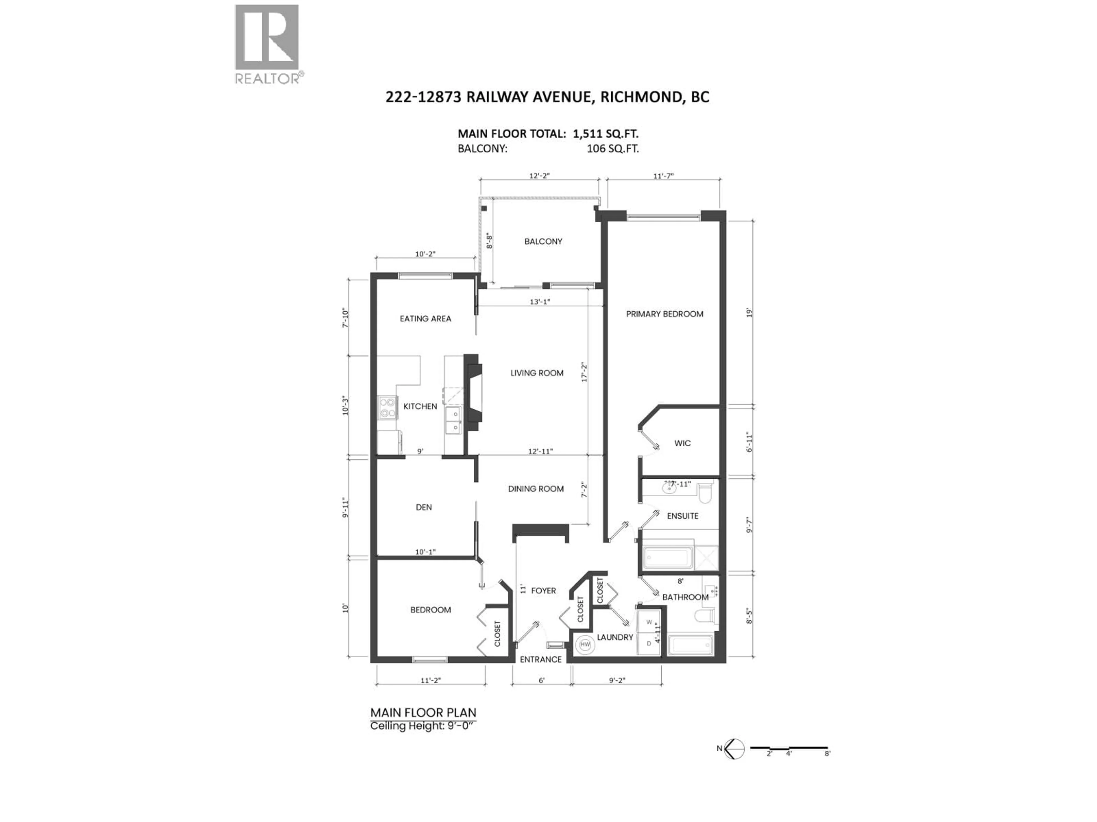 Floor plan for 222 - 12873 RAILWAY AVENUE, Richmond British Columbia V7E6K3