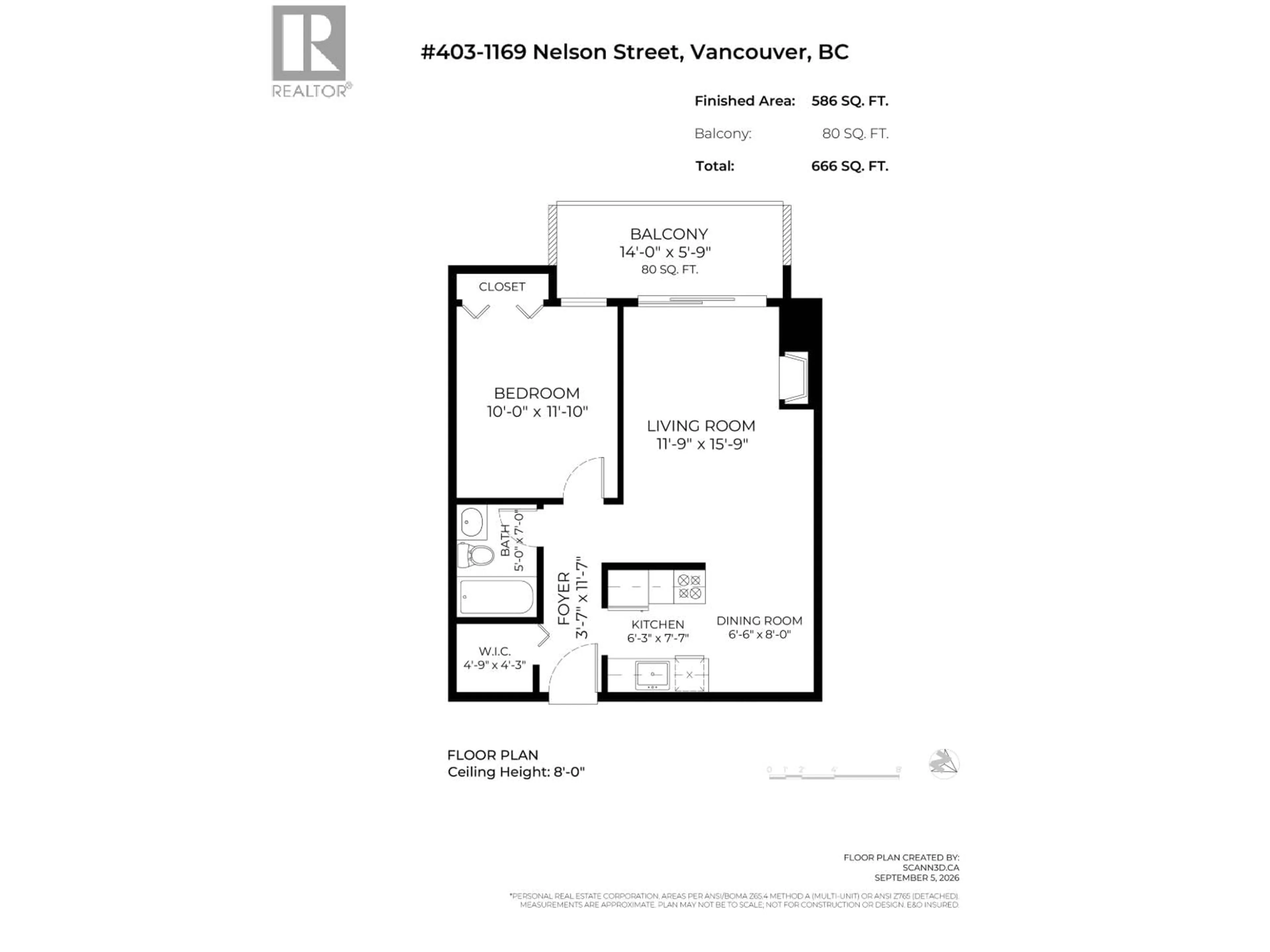 Floor plan for 403 - 1169 NELSON STREET, Vancouver British Columbia V6E1J3