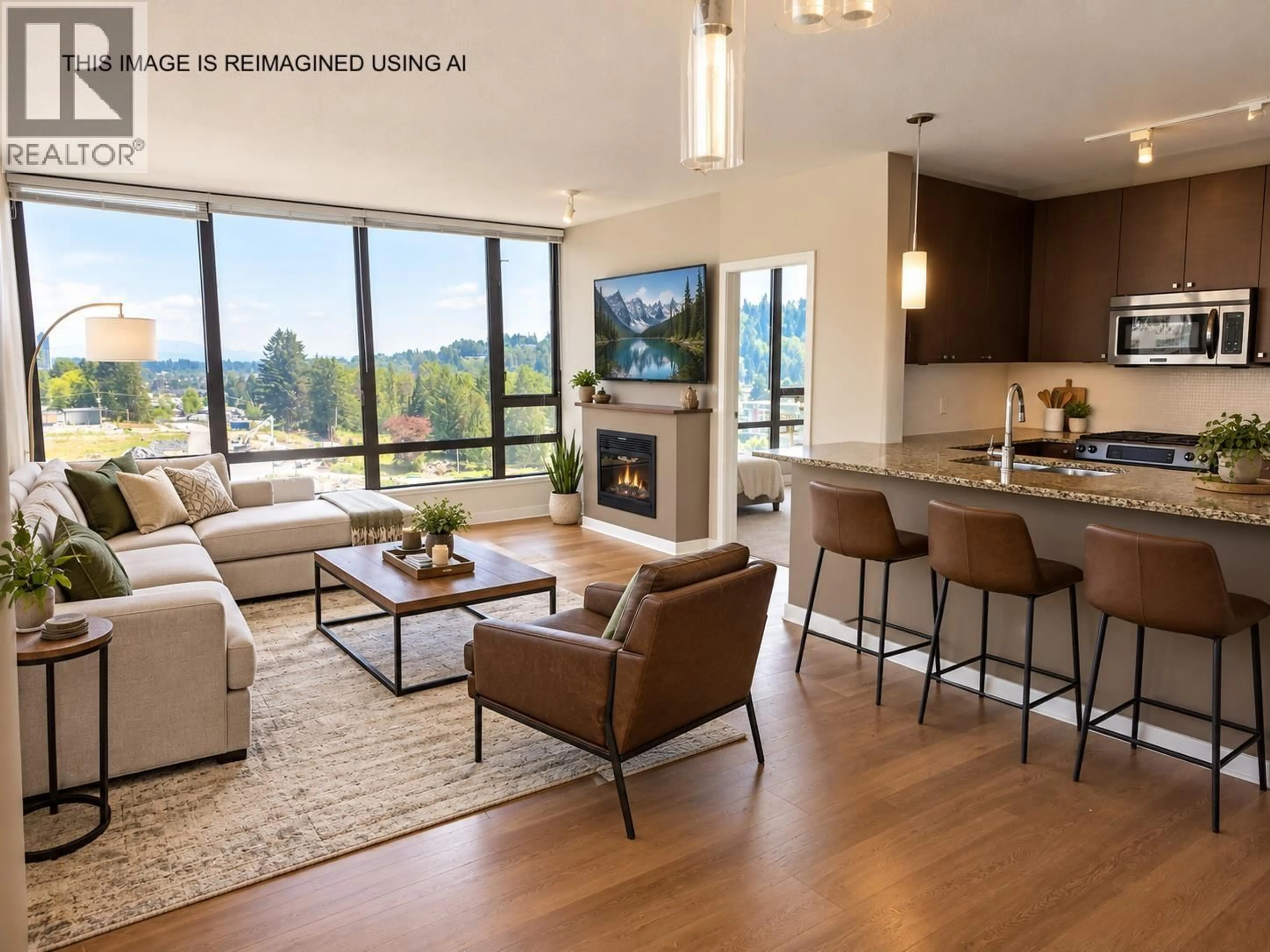 Living room with furniture, wood/laminate floor for 1908 - 400 CAPILANO ROAD, Port Moody British Columbia V3H0E1