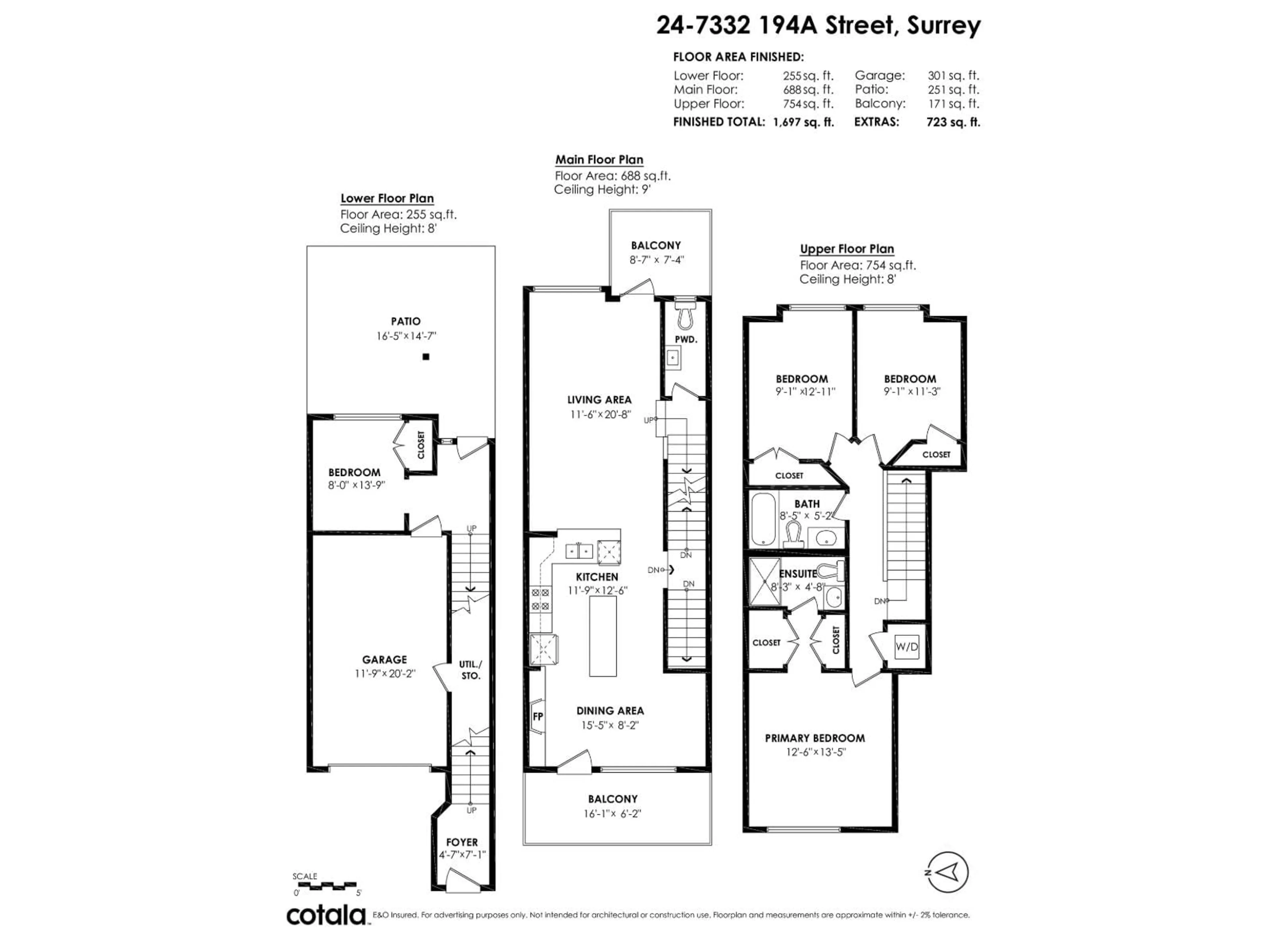 Floor plan for 24 - 7332 194A STREET, Surrey British Columbia V4N6K9