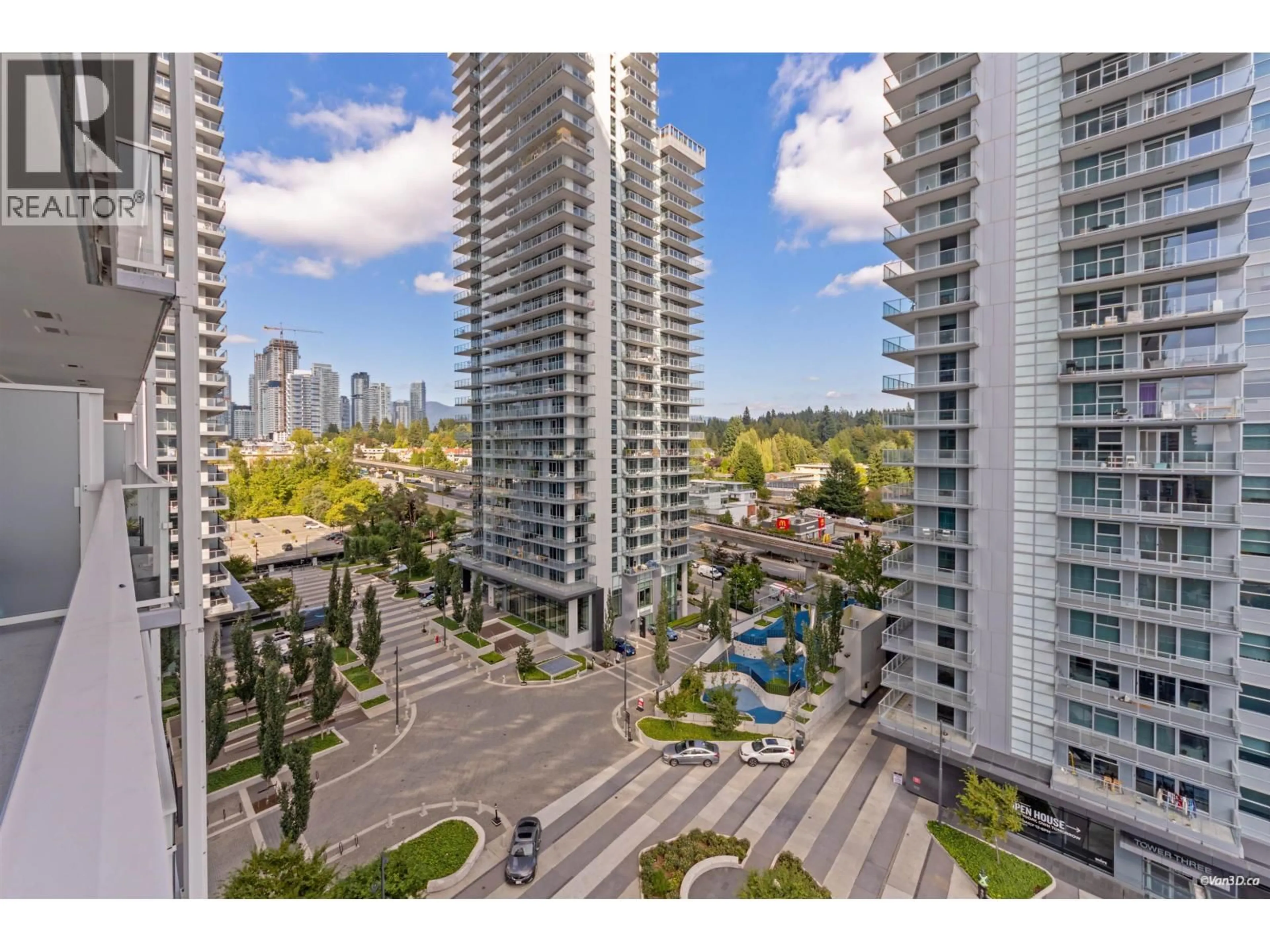 Patio, city buildings view from balcony for 905 - 3833 EVERGREEN PLACE, Burnaby British Columbia V3J0M2