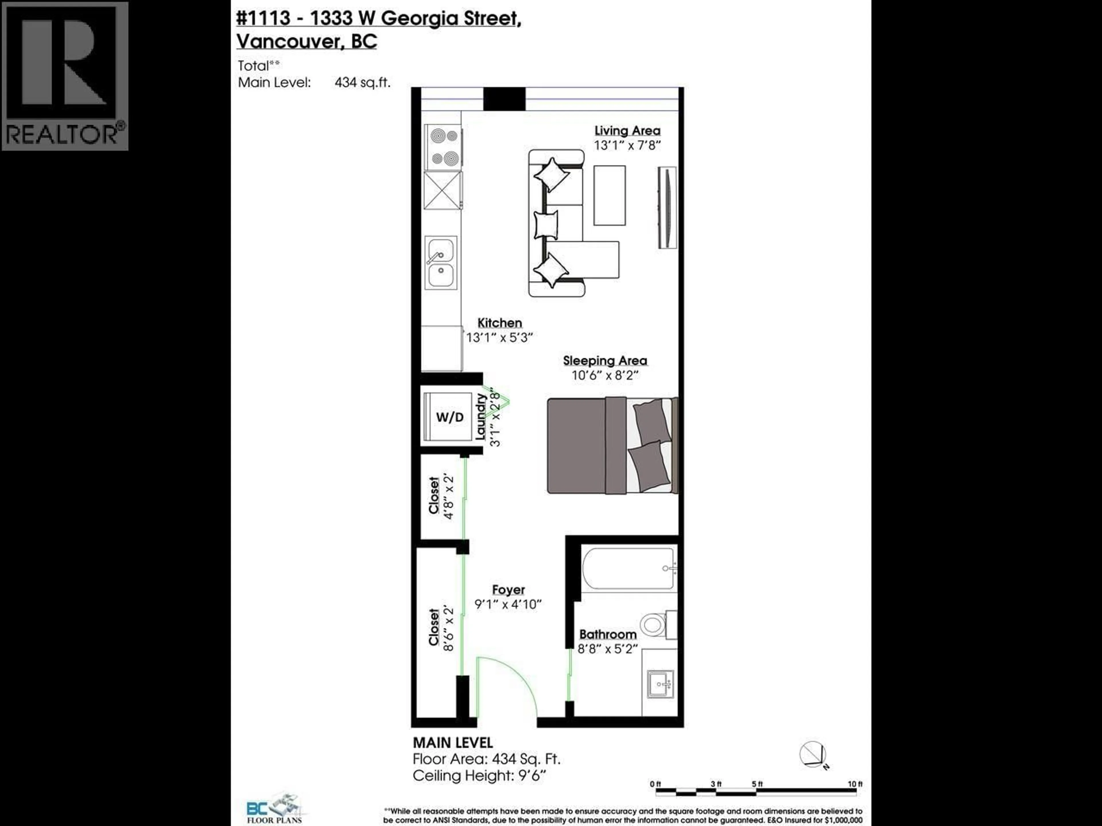 Floor plan for 1113 - 1333 GEORGIA STREET, Vancouver British Columbia V6E4V3