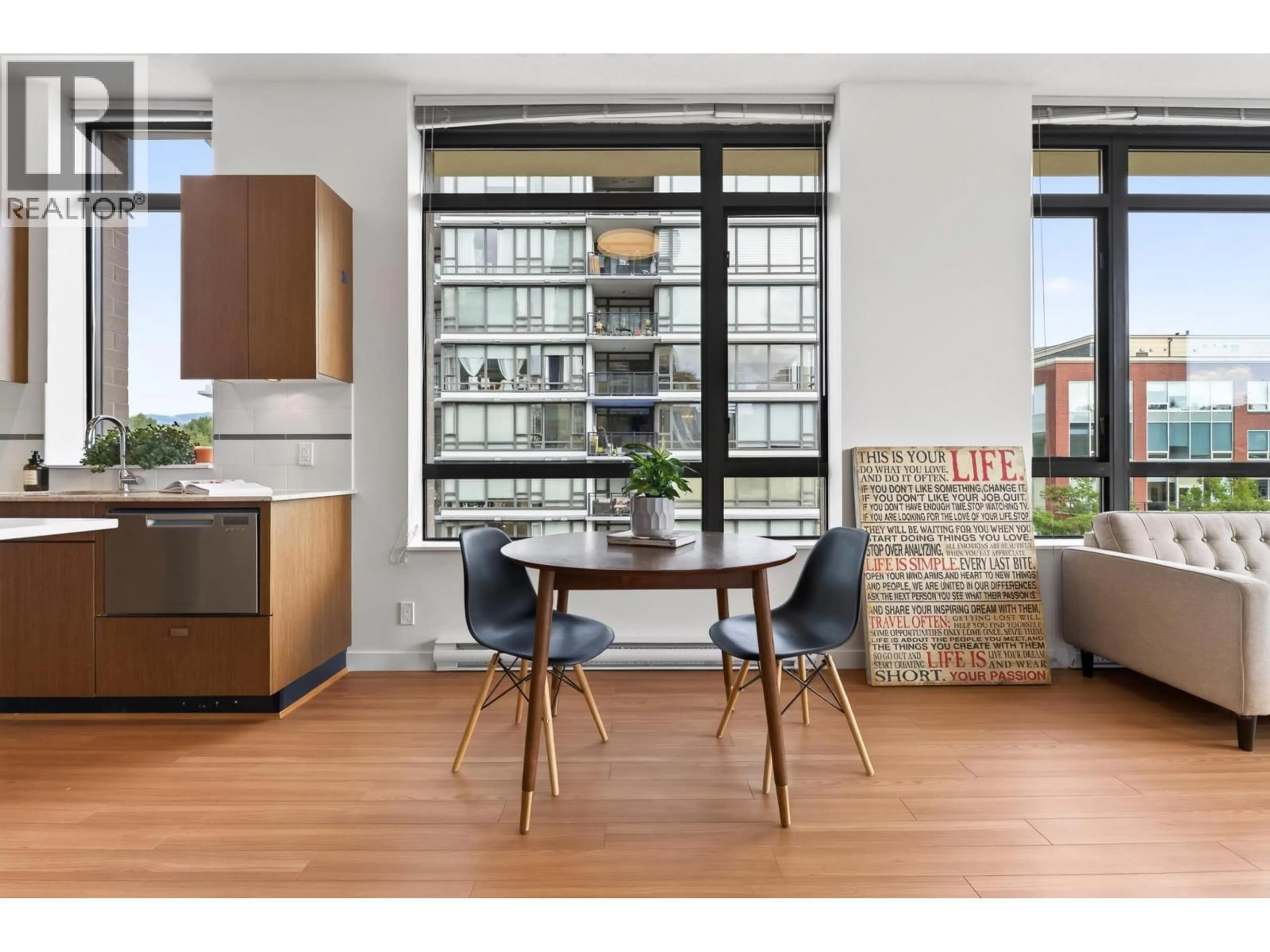 Open concept kitchen, wood/laminate floor for 501 - 121 BREW STREET, Port Moody British Columbia V3H0E2