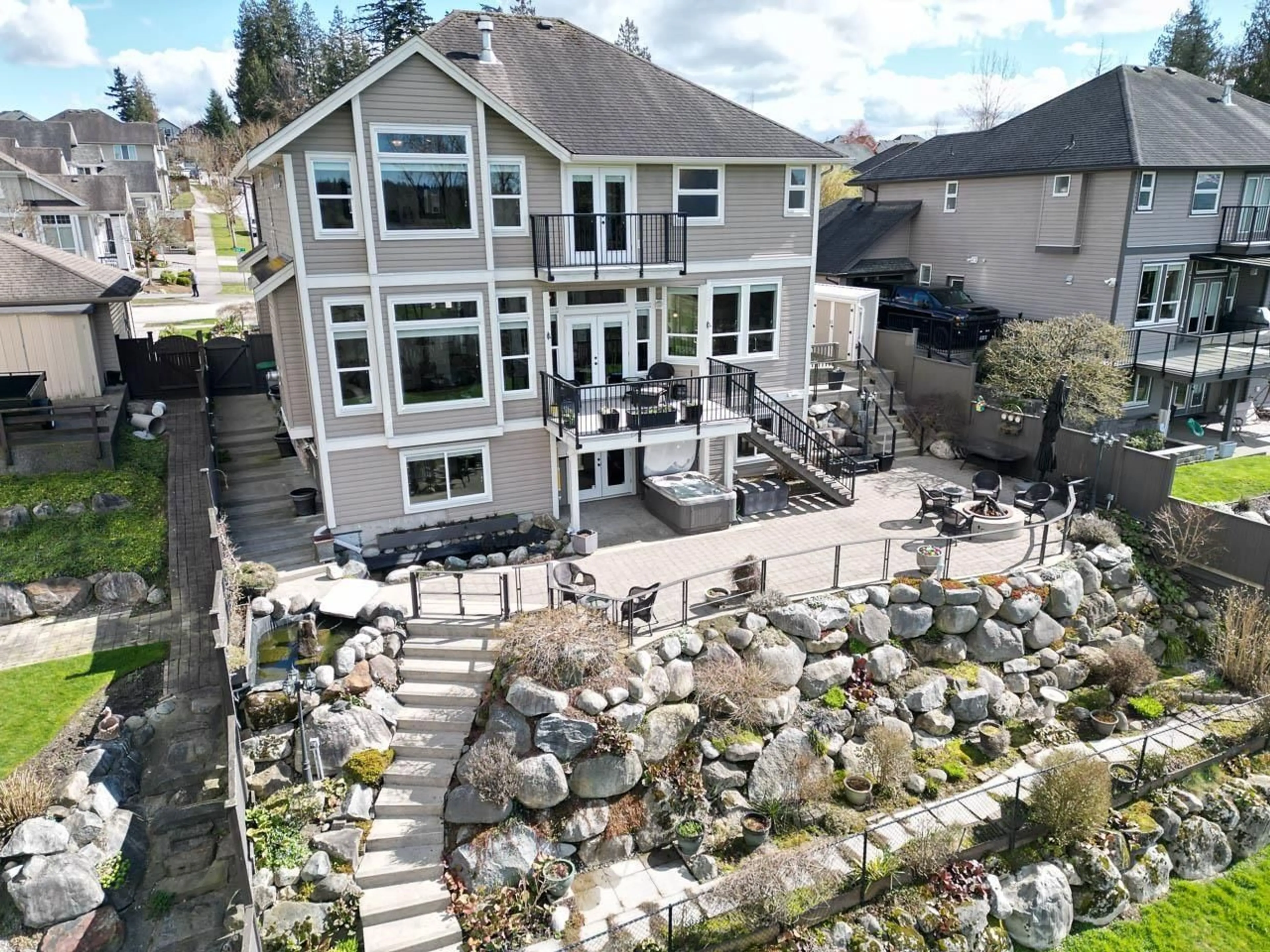 A pic from outside/outdoor area/front of a property/back of a property/a pic from drone, water/lake/river/ocean view for 6039 163 STREET, Surrey British Columbia V3S1S5