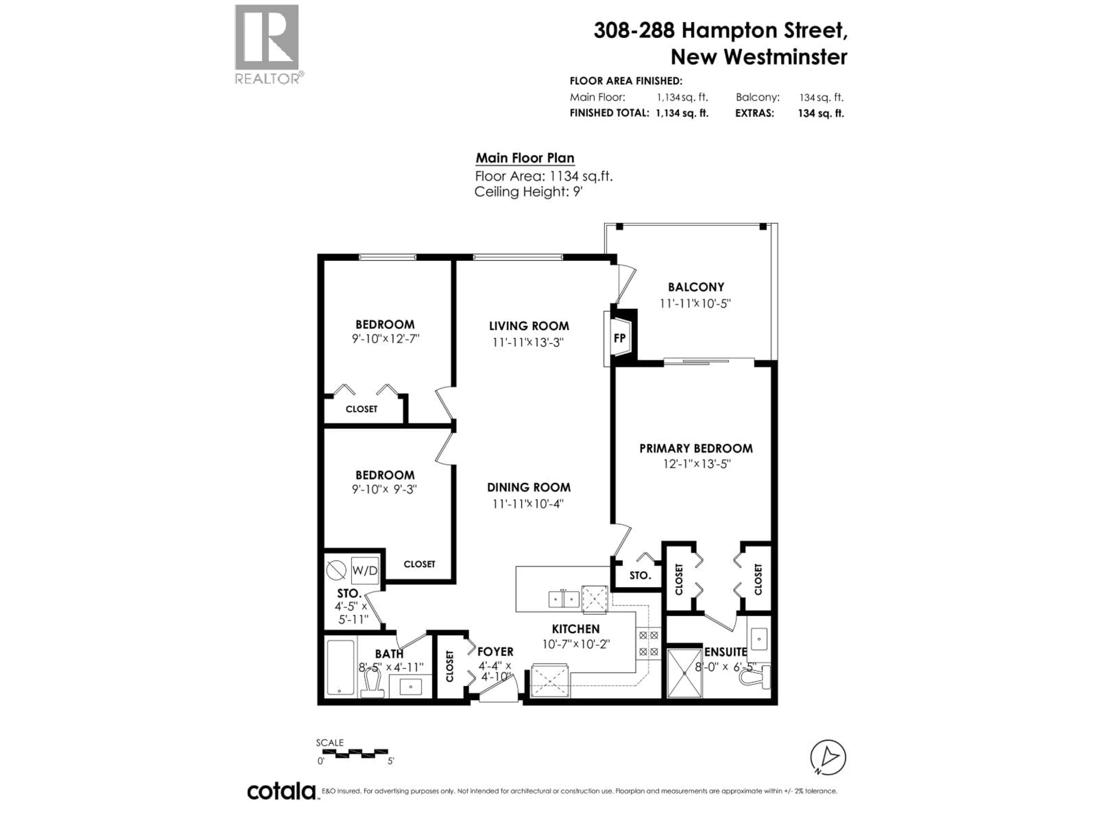 Floor plan for 308 - 288 HAMPTON STREET, New Westminster British Columbia V3M5L9