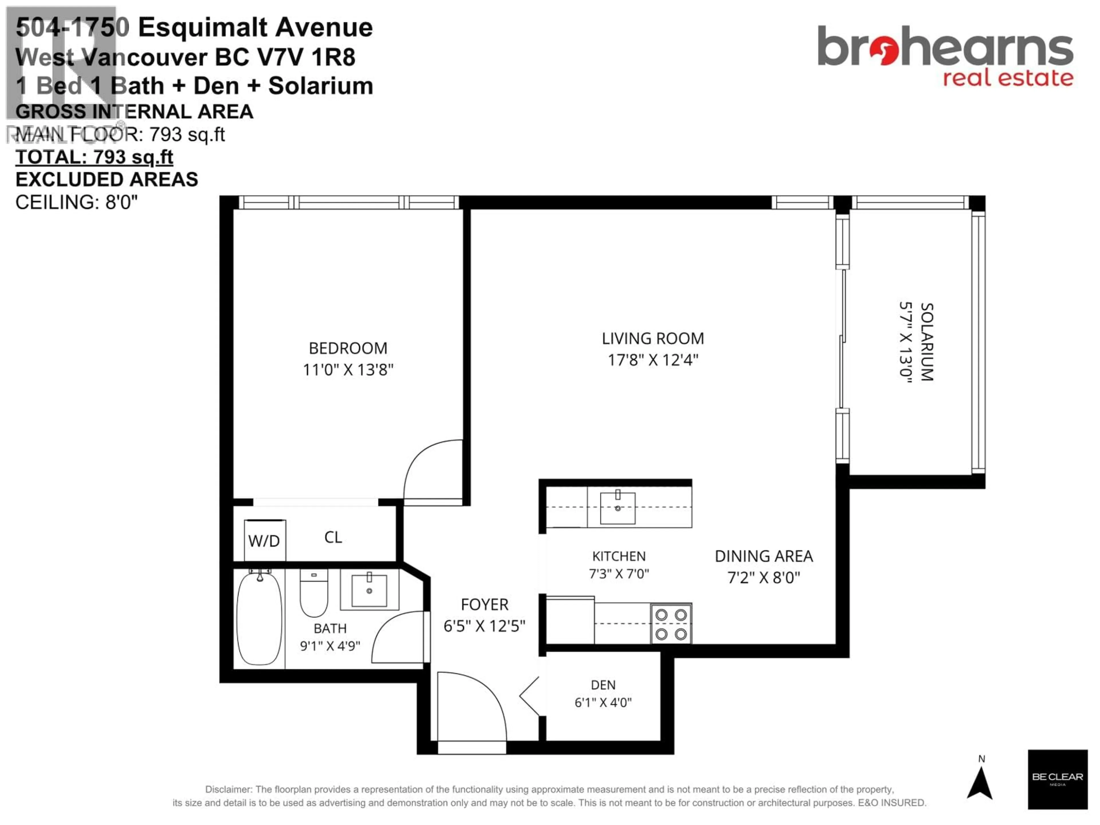 Floor plan for 504 - 1750 ESQUIMALT AVENUE, West Vancouver British Columbia V7V1R8