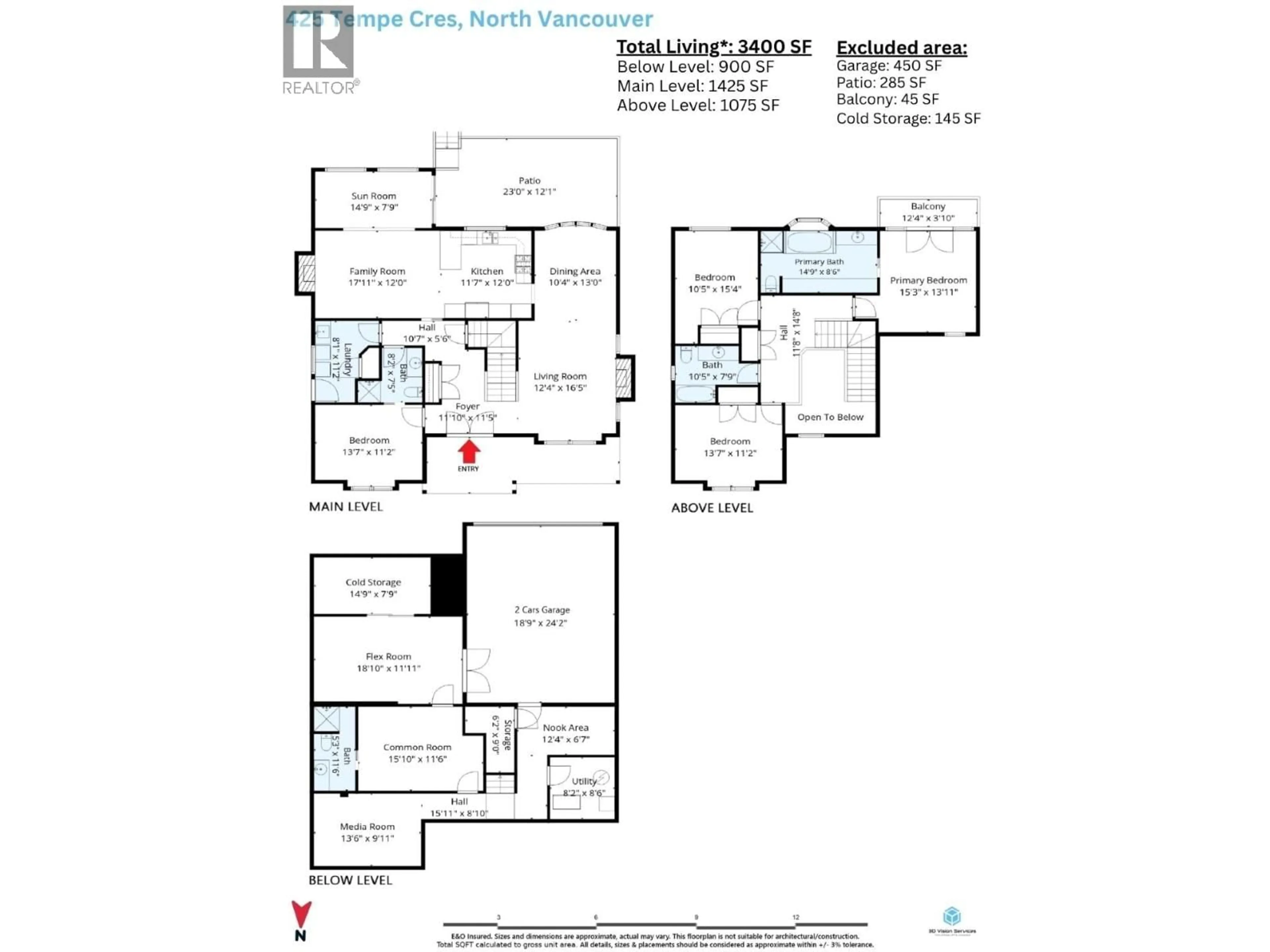 Floor plan for 425 TEMPE CRESCENT, North Vancouver British Columbia V7N1E7