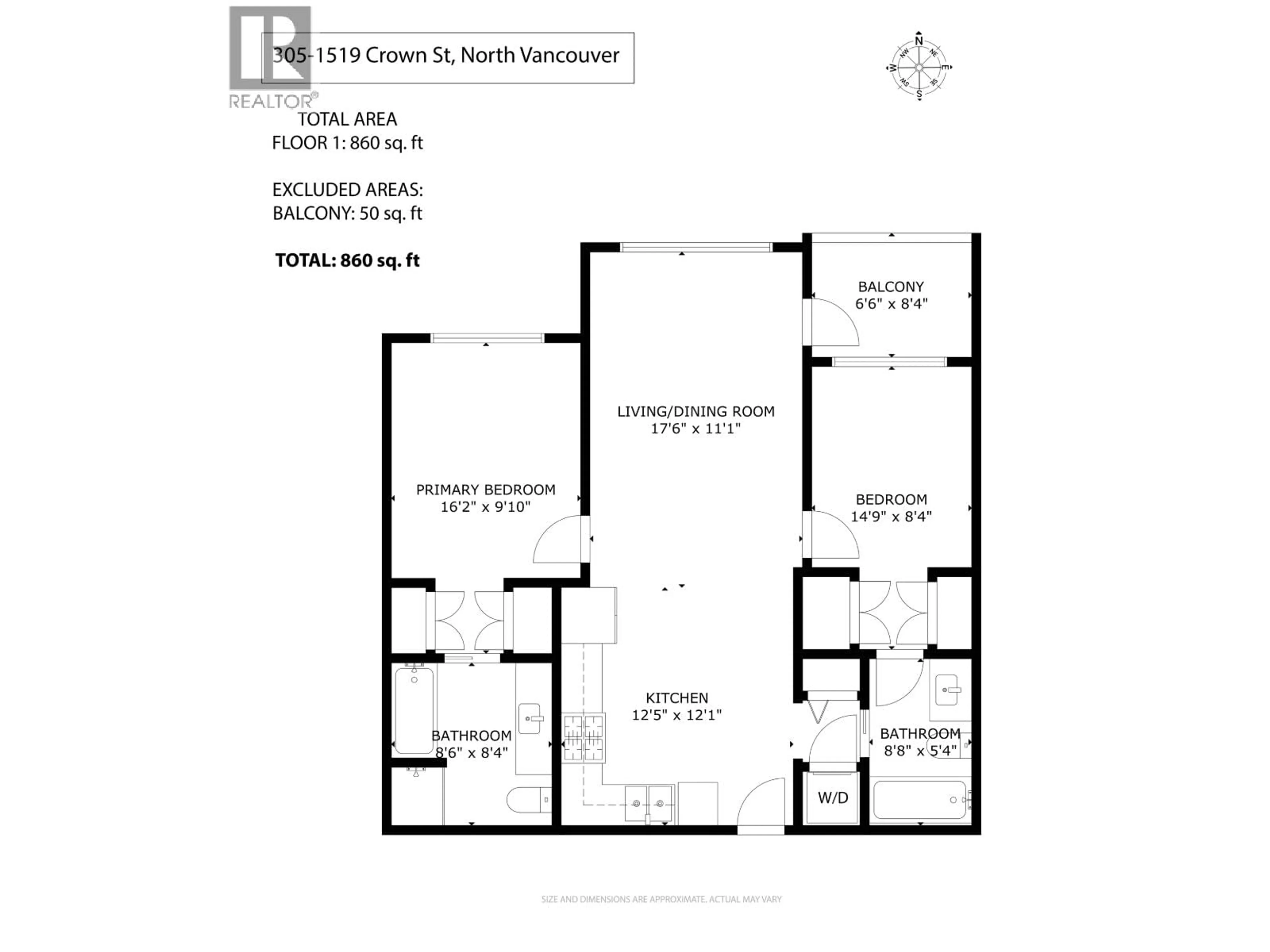 Floor plan for 305 - 1519 CROWN STREET, North Vancouver British Columbia V7J1G6
