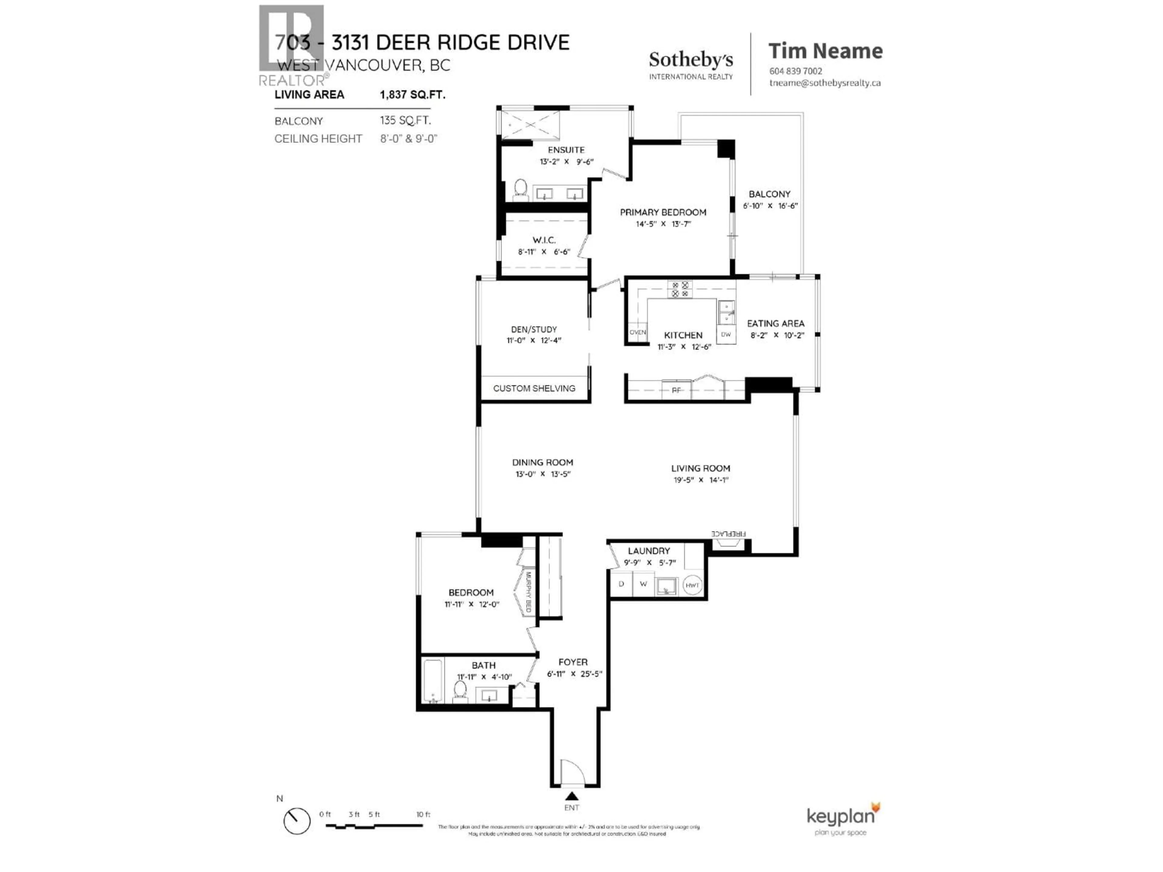 Floor plan for 703 - 3131 DEER RIDGE DRIVE, West Vancouver British Columbia V7S4W1