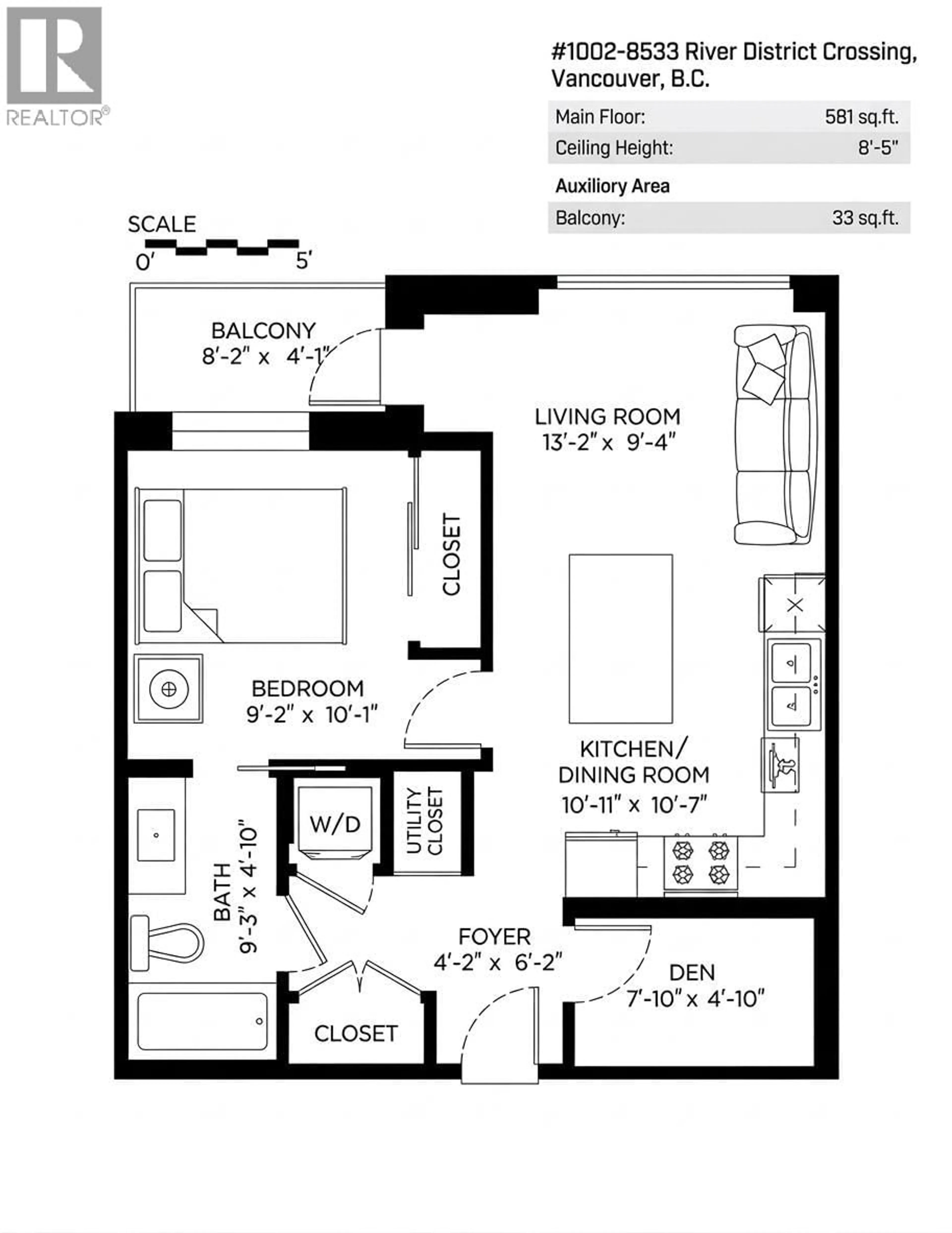 Floor plan for 1002 - 8533 RIVER DISTRICT CROSSING, Vancouver British Columbia V5S0H2