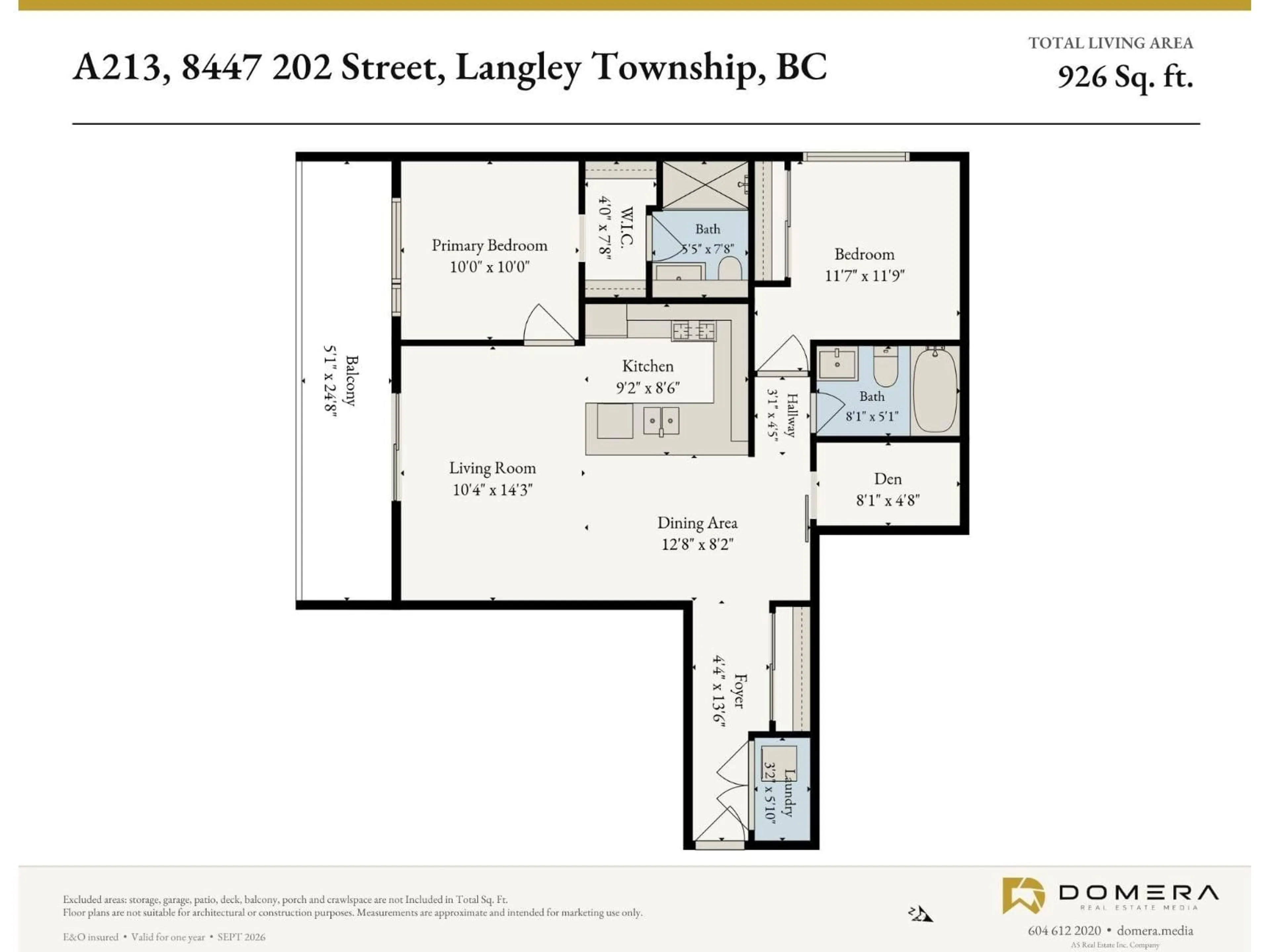 Floor plan for A213 - 8447 202 STREET, Langley British Columbia V2Y2B7
