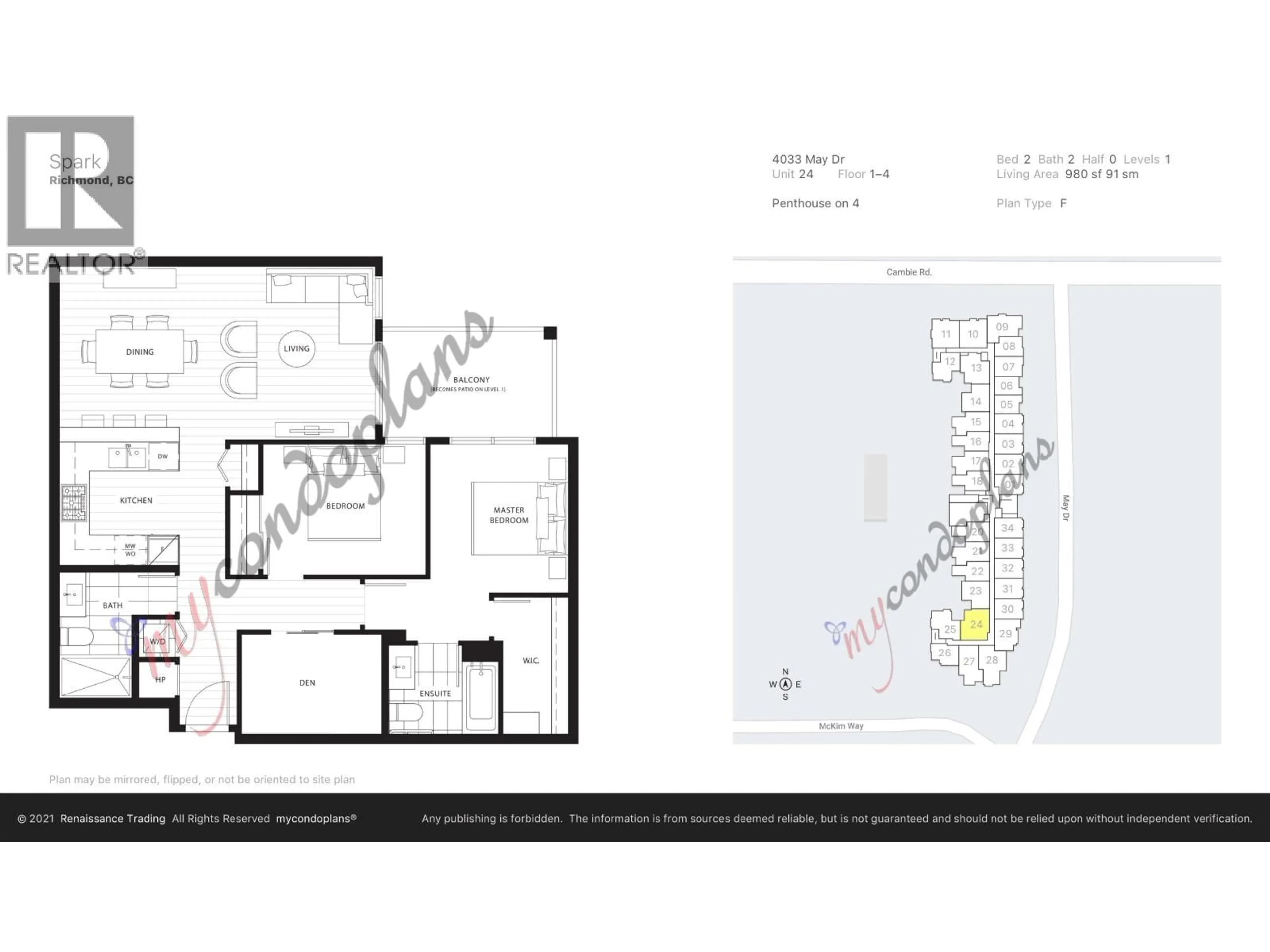 Floor plan for 124 - 4033 MAY DRIVE, Richmond British Columbia V6X0T3