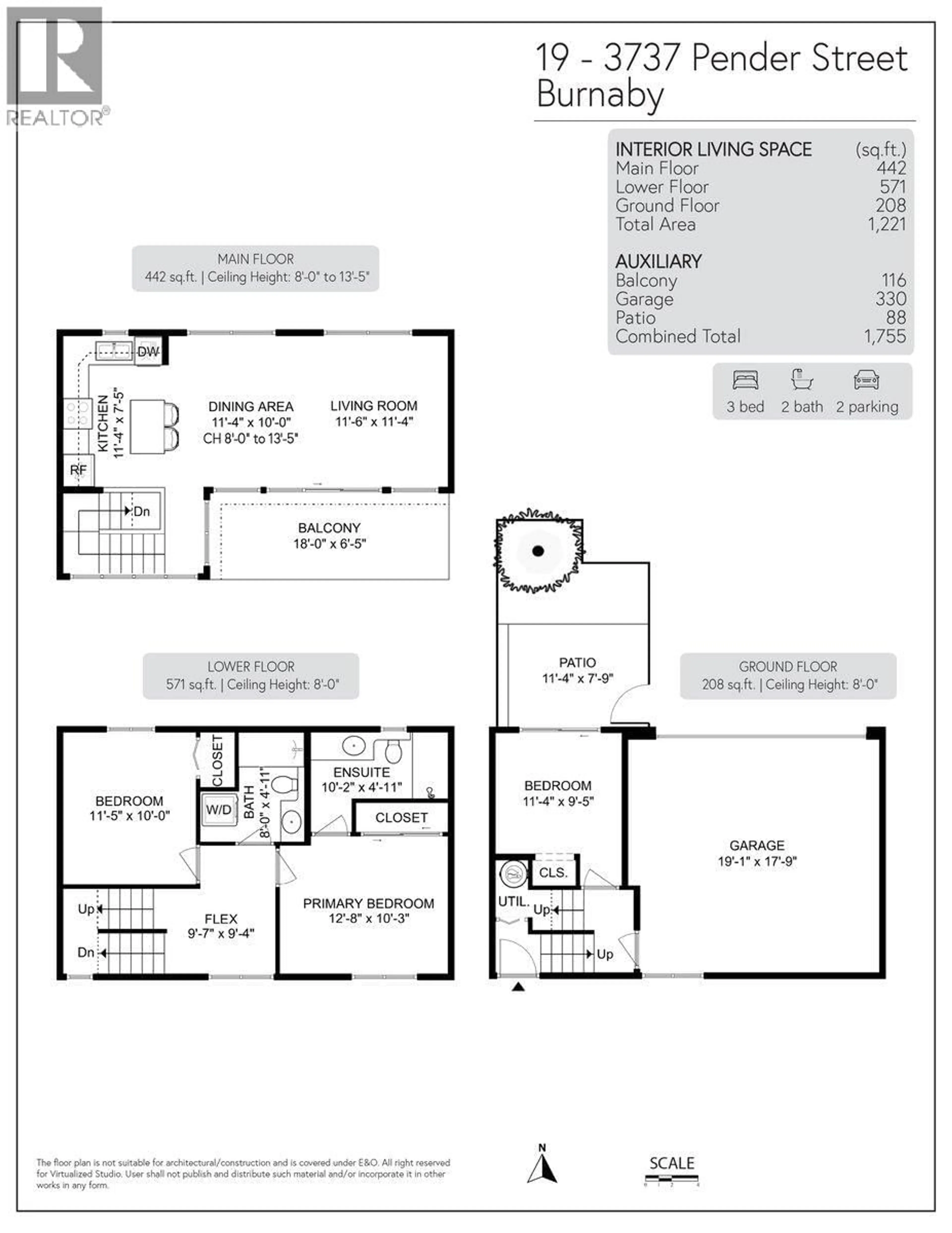 Floor plan for 19 - 3737 PENDER STREET, Burnaby British Columbia V5C2L2