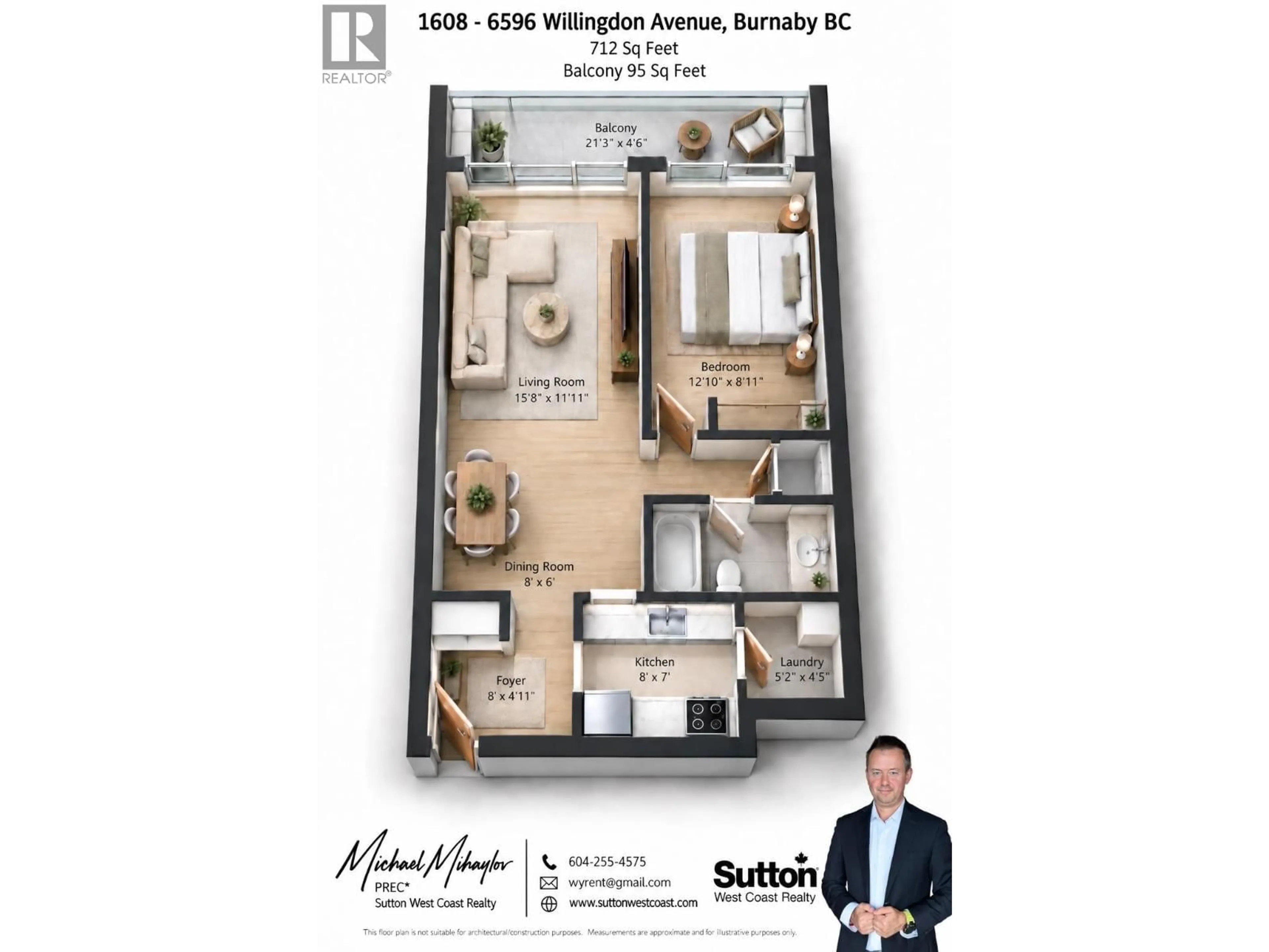 Floor plan for 1608 - 6595 WILLINGDON AVENUE, Burnaby British Columbia V5H4E5