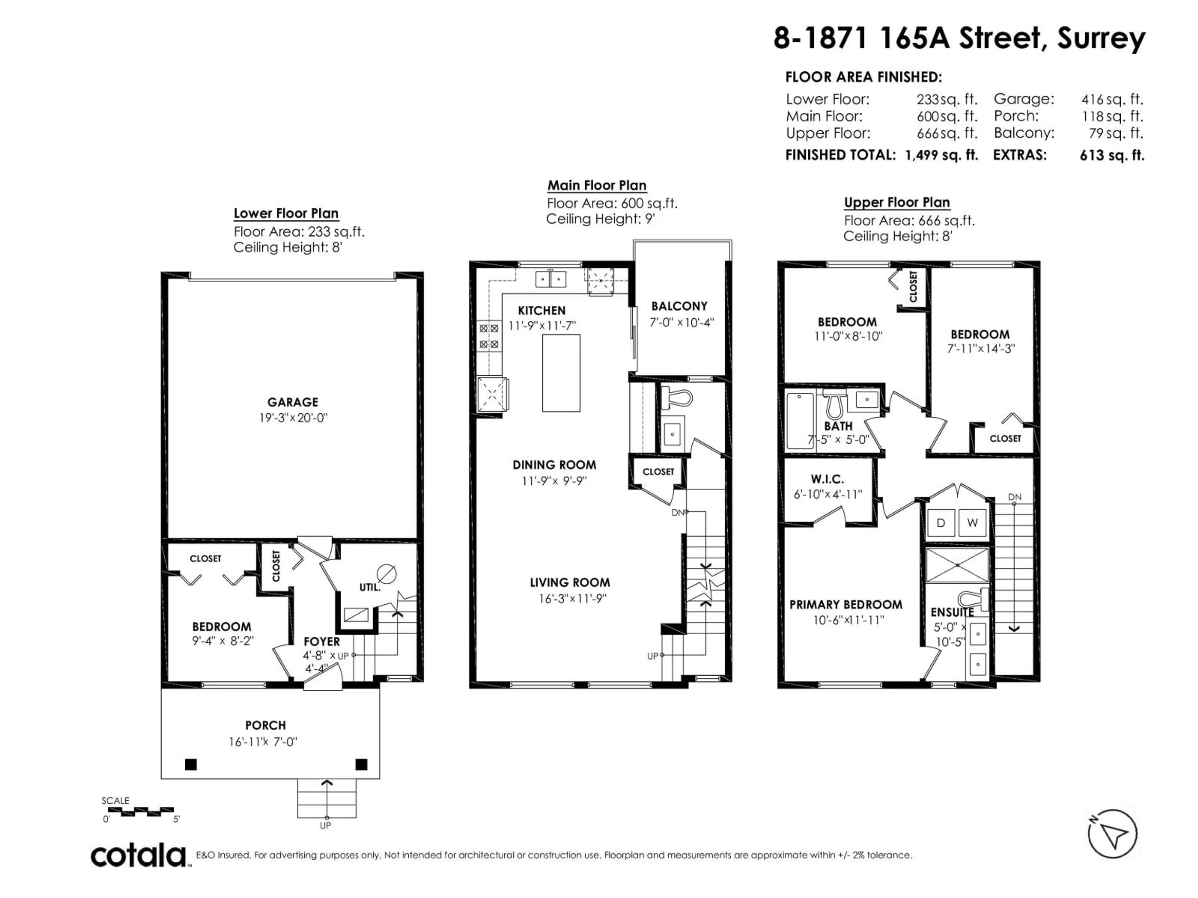 Floor plan for 8 - 1871 165A STREET, Surrey British Columbia V3Z9N3