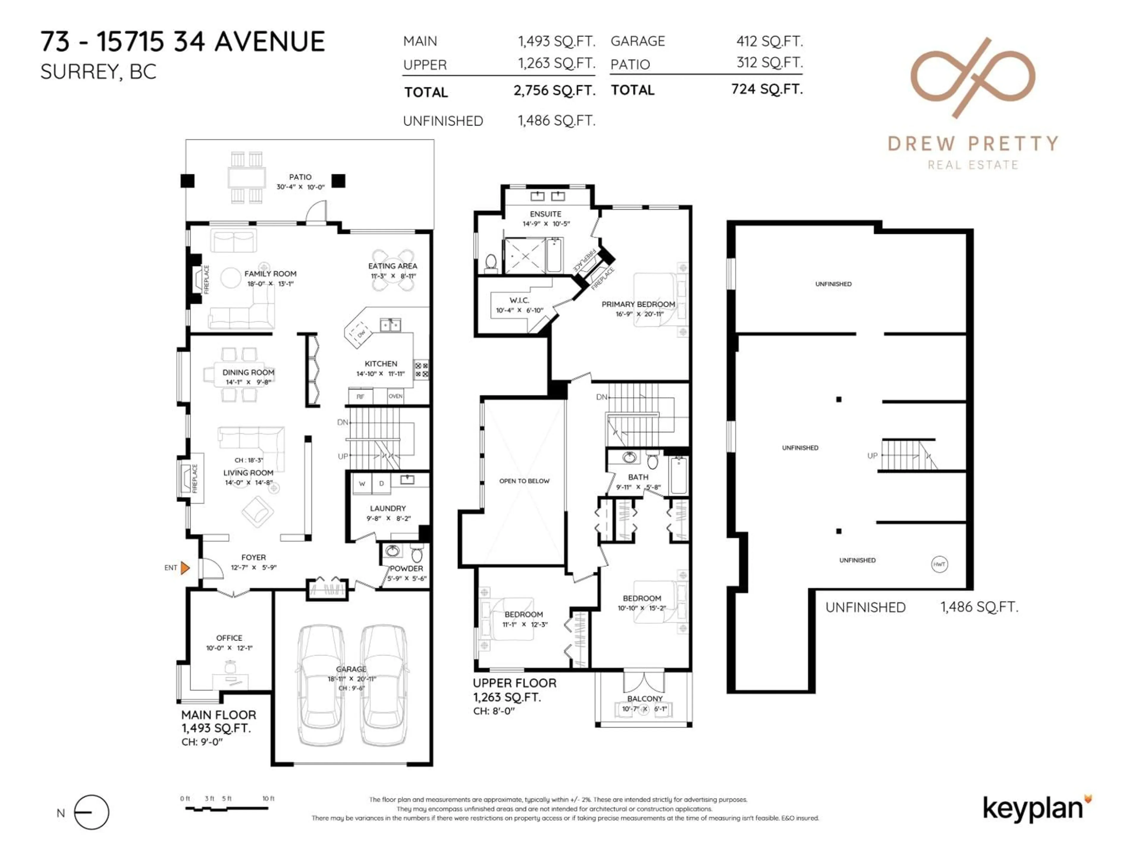 Floor plan for 73 - 15715 34 AVENUE, Surrey British Columbia V3Z0J6