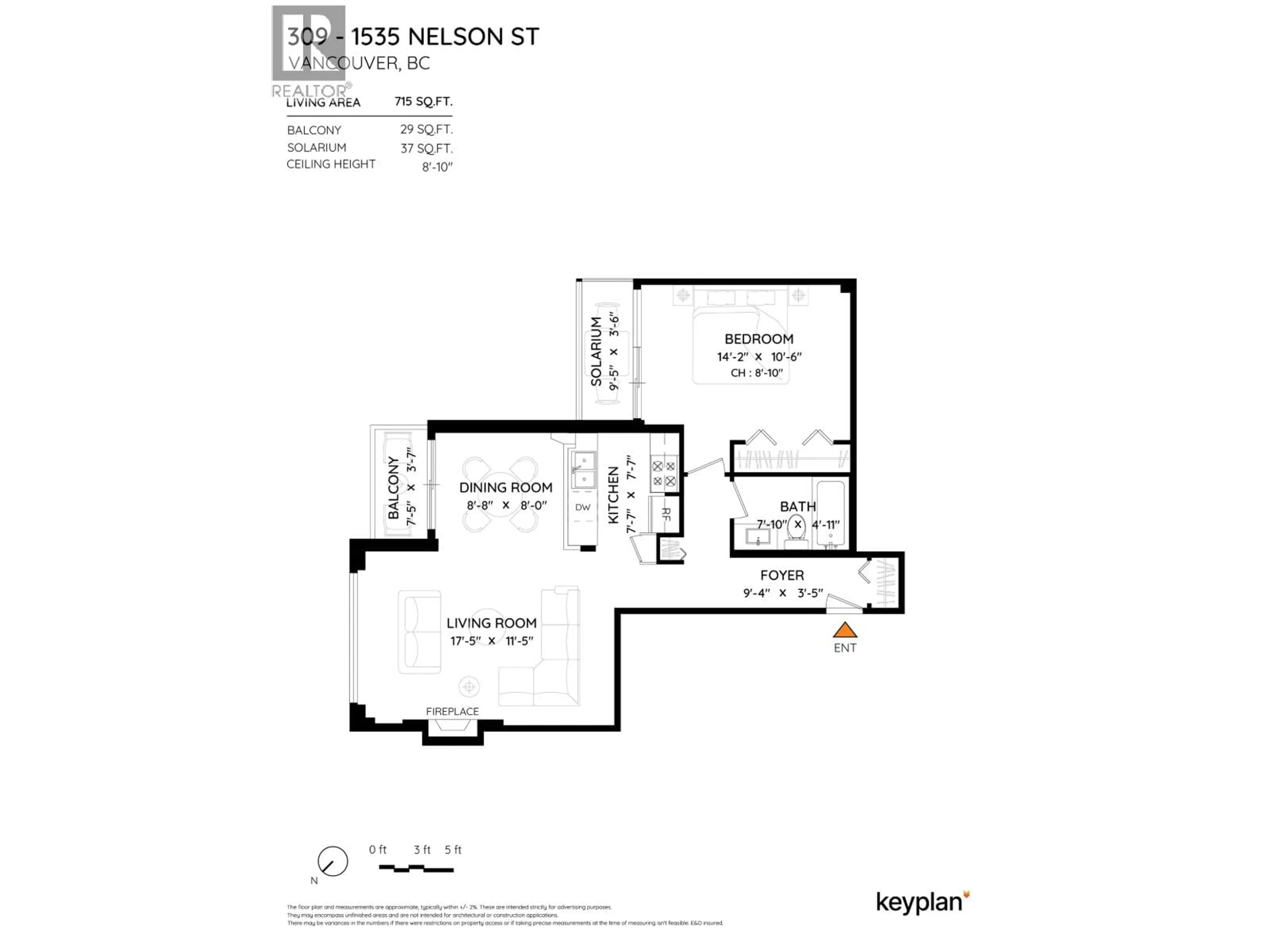 Floor plan for 309 - 1535 NELSON STREET, Vancouver British Columbia V6G1M2