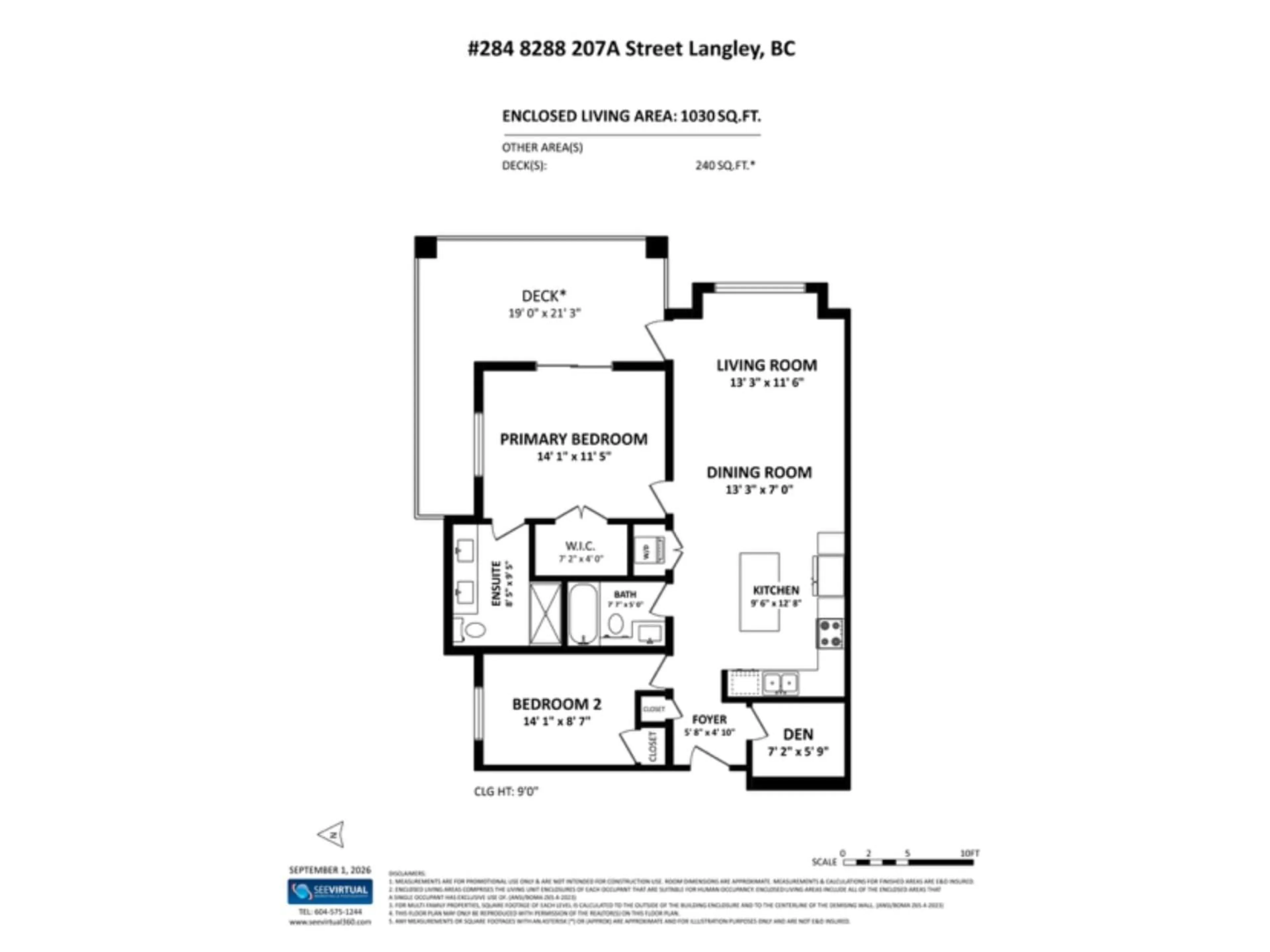 Floor plan for 284 - 8288 207A STREET, Langley British Columbia V2Y0L2
