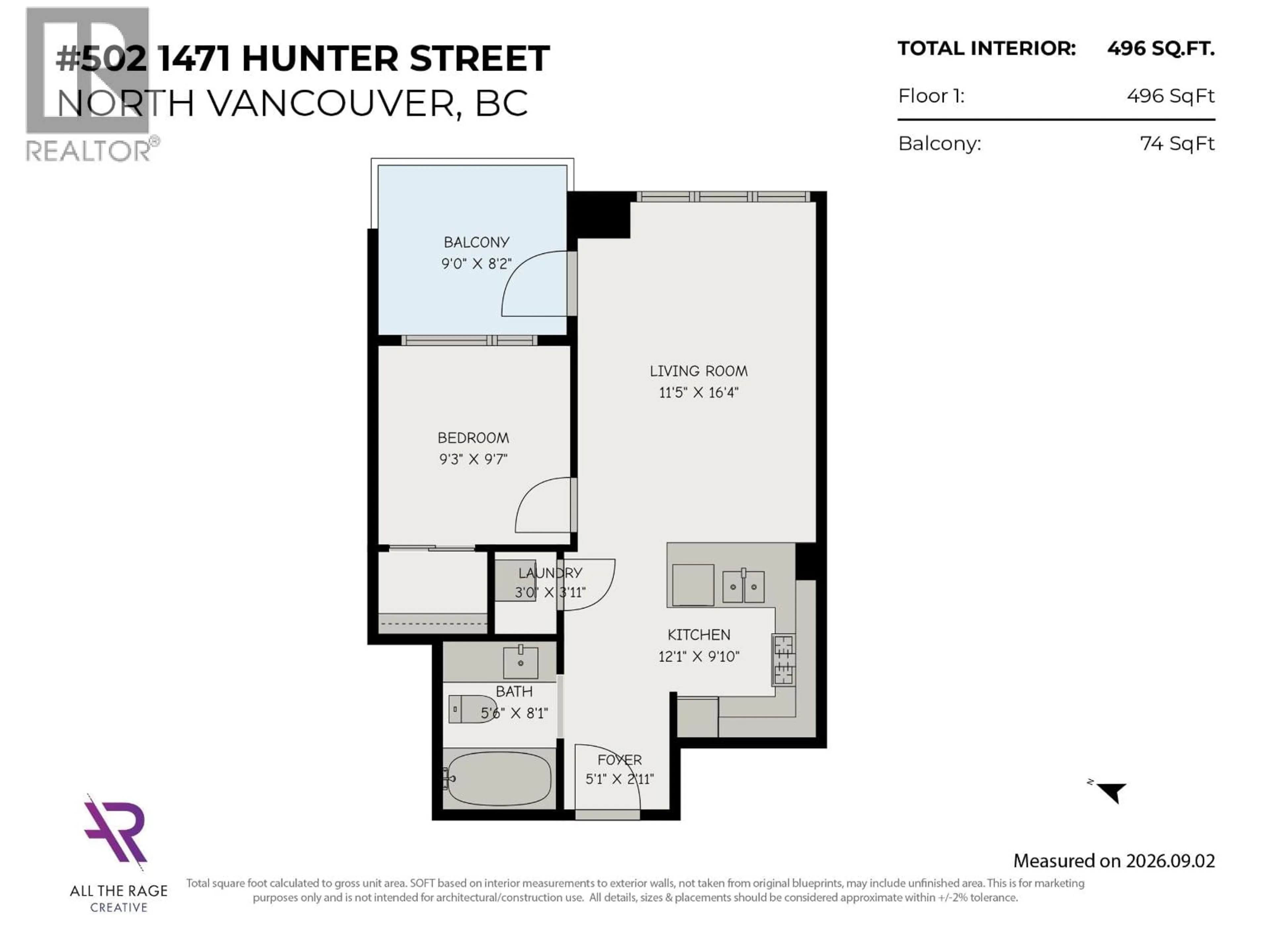 Floor plan for 502 - 1471 HUNTER STREET, North Vancouver British Columbia V7J1H3