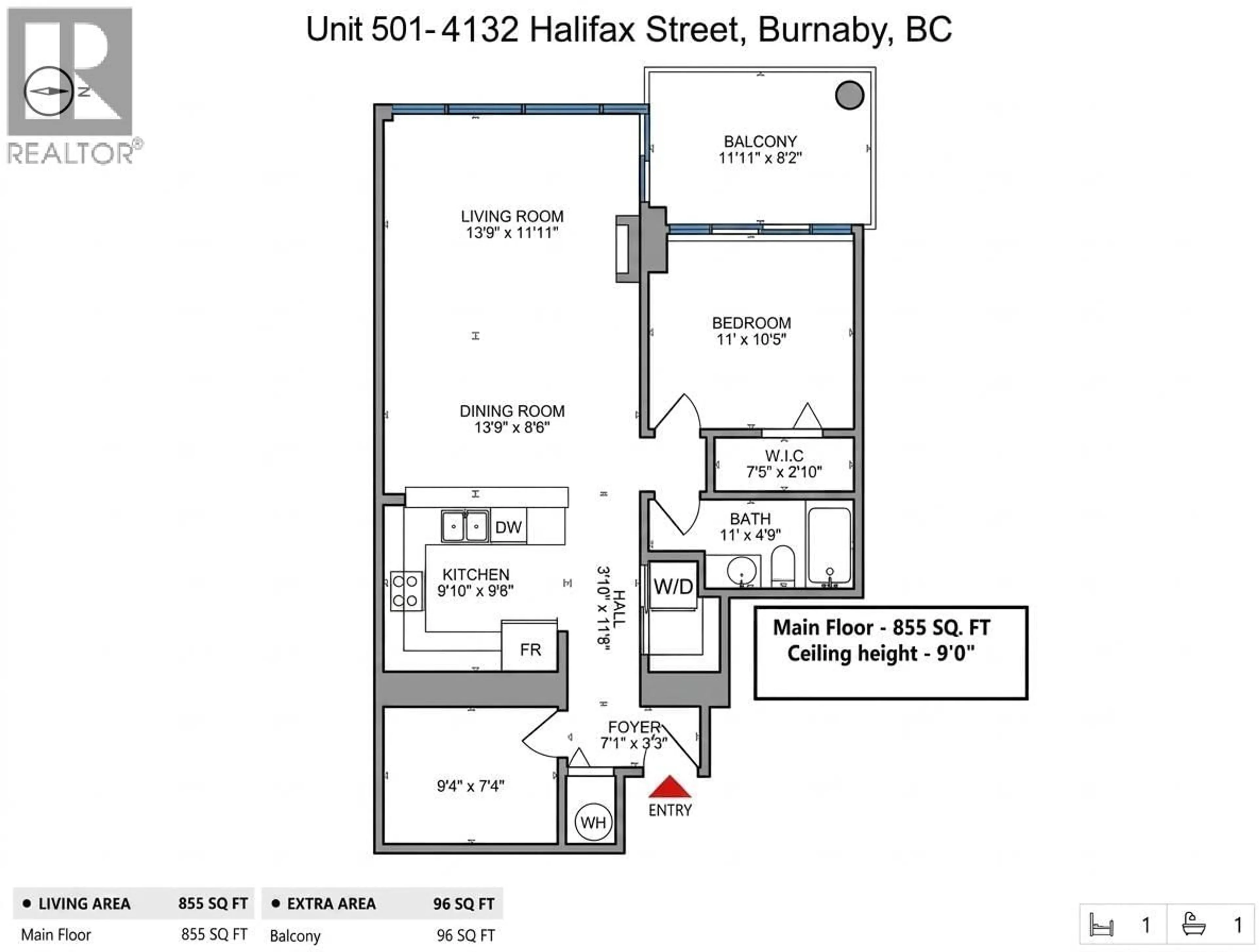 Floor plan for 501 - 4132 HALIFAX STREET, Burnaby British Columbia V5C6V1