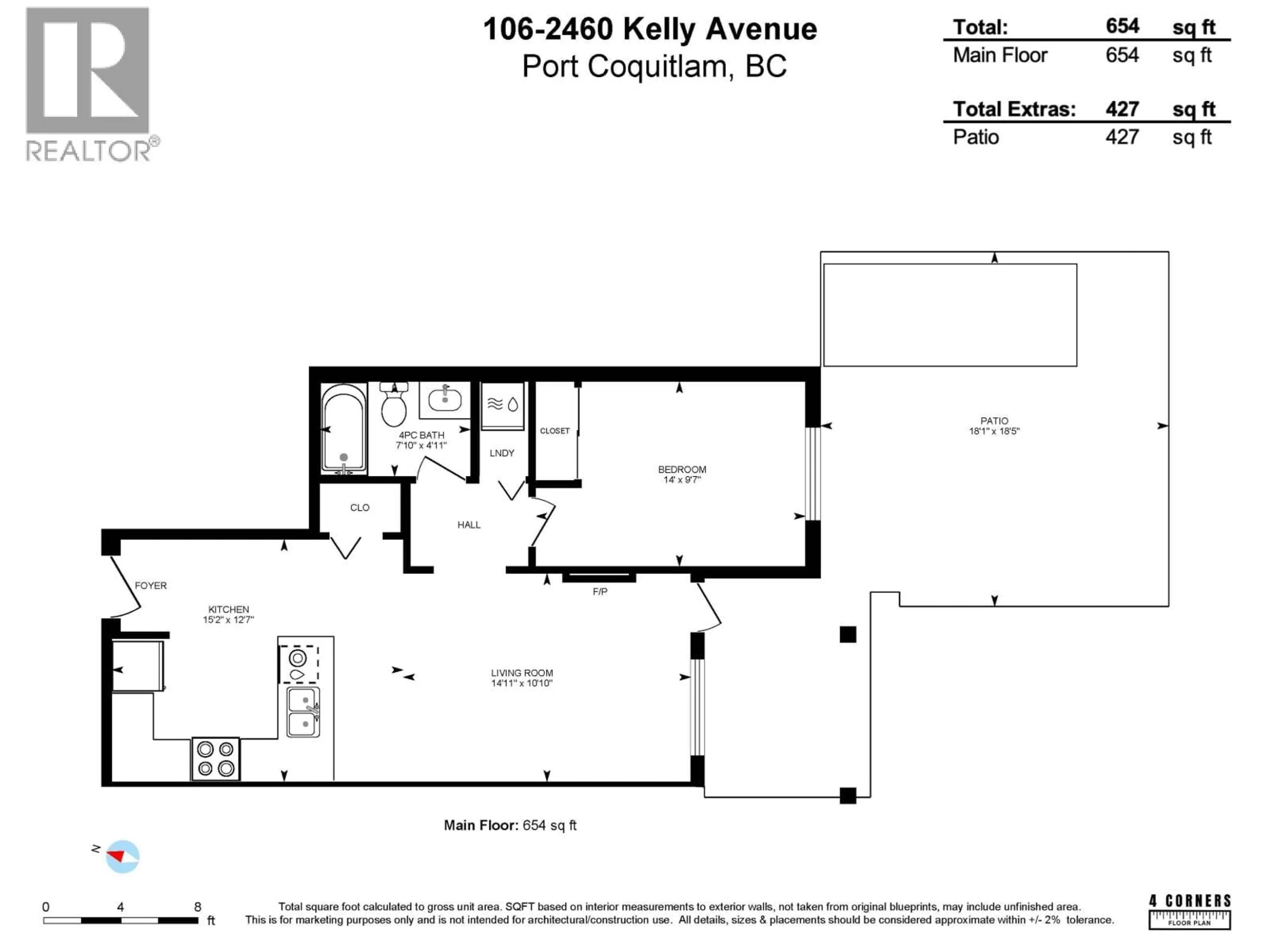Floor plan for 106 - 2460 KELLY AVENUE, Port Coquitlam British Columbia V3C0E3